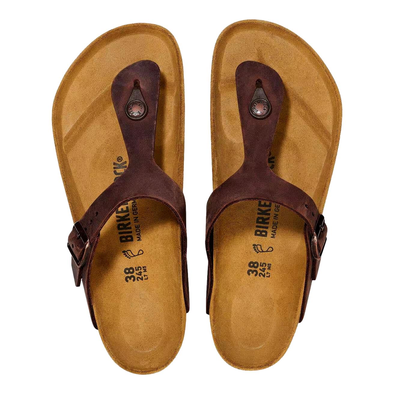 Mørkebrune Birkenstock Gizeh BS Narrow sandaler med justerbar stropp og komfortabel såle.