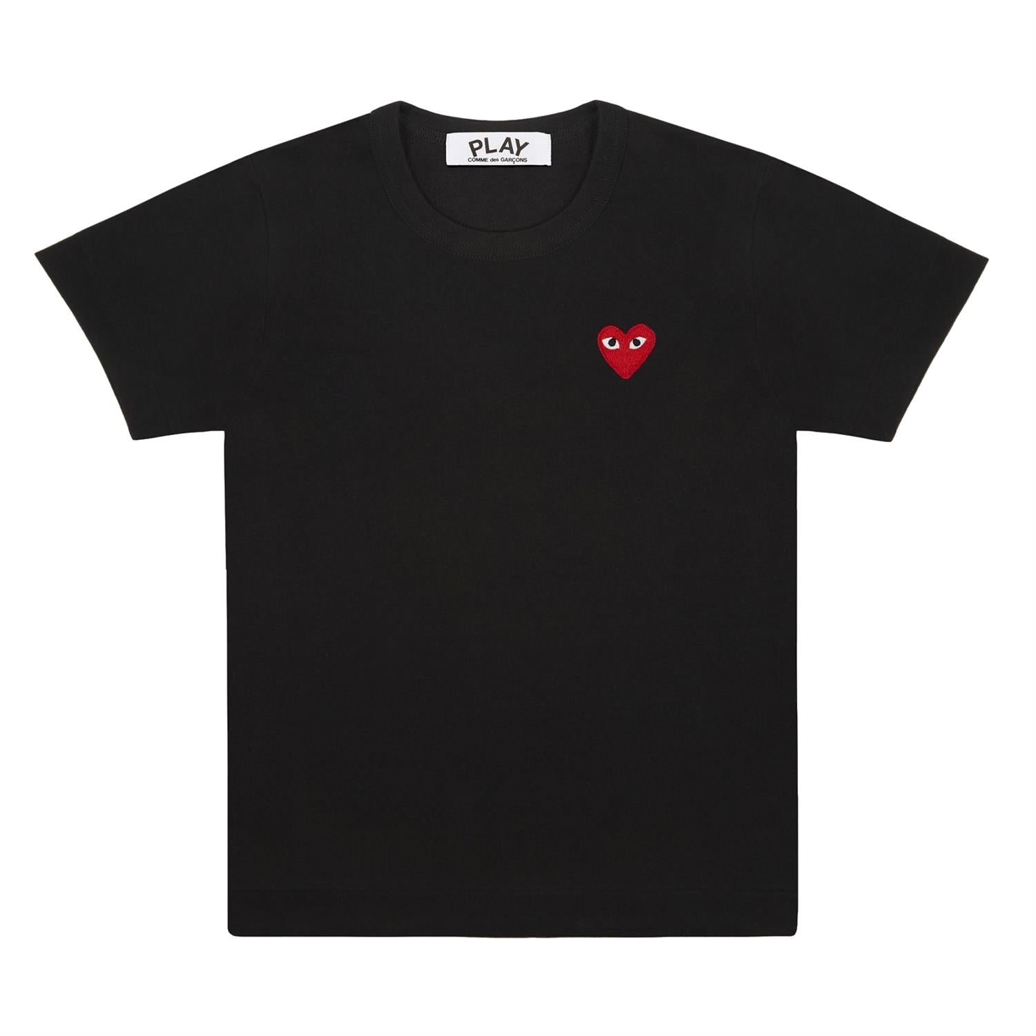 Comme des Garcons Play Unisex T-Shirt Red Emblem T-shirt Sort - modostore.no