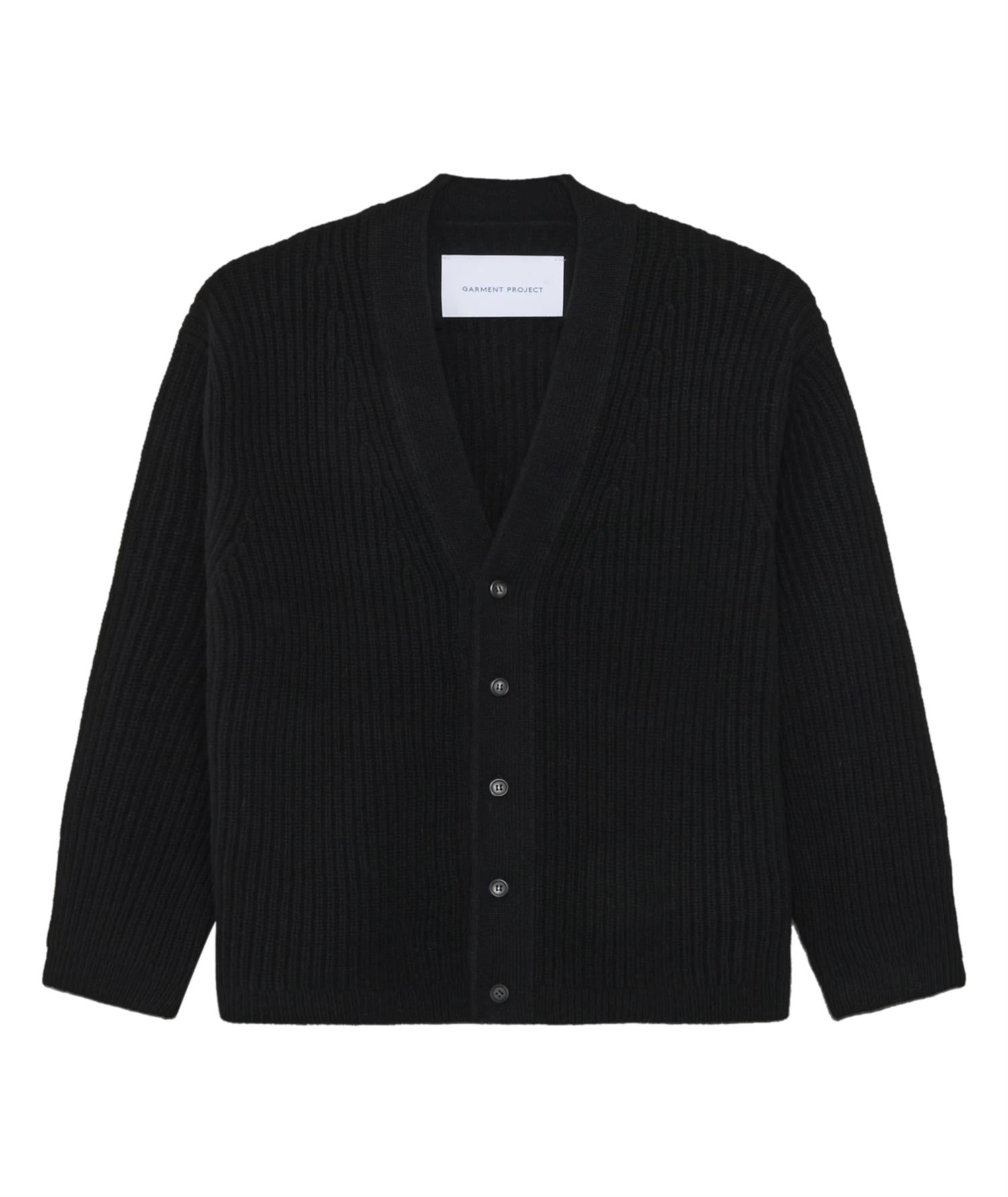 Garment Project Wool Knit Cardigan Genser Sort - modostore.no