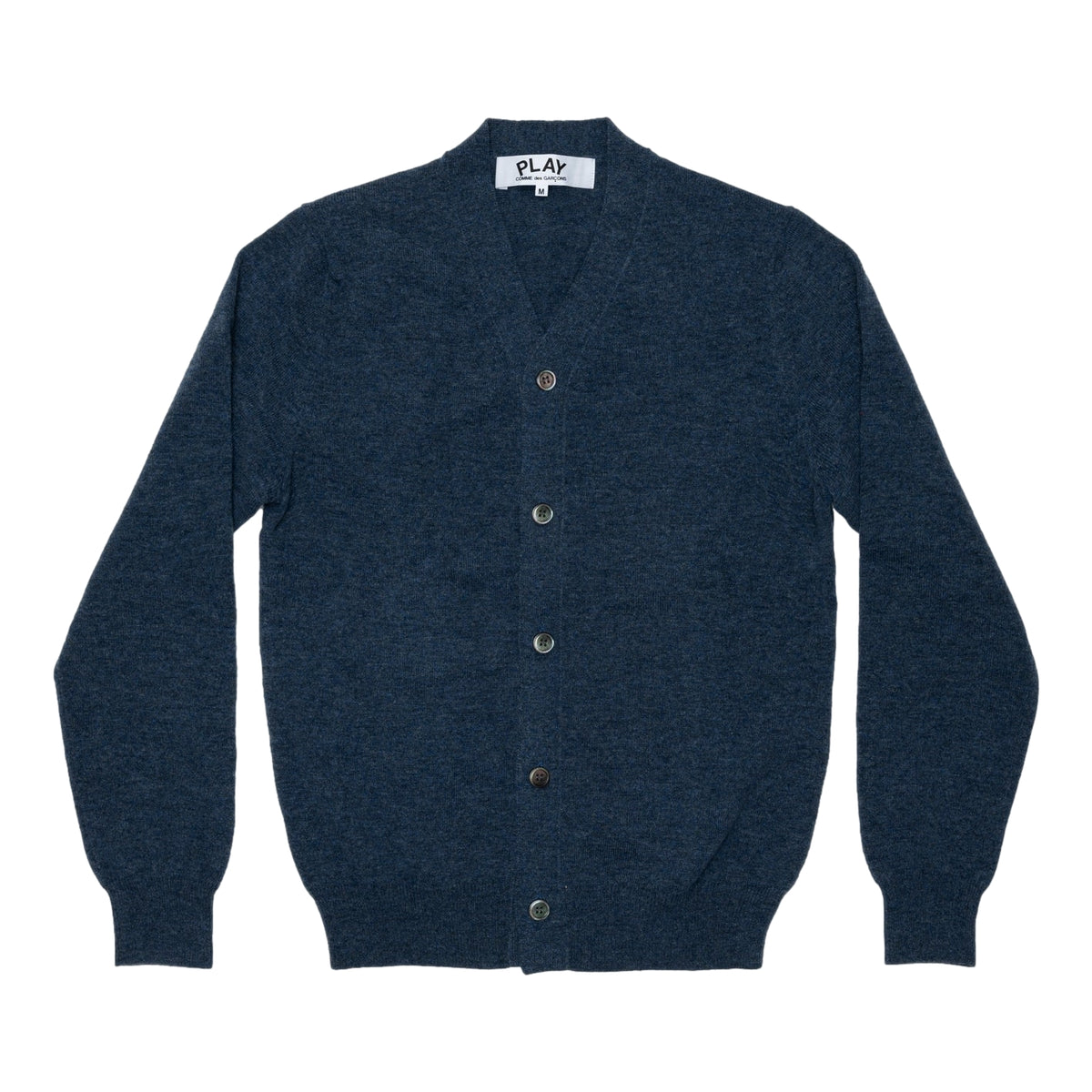 Comme des Garcons Play V-Neck Cardigan Small Emblem Cardigan Melert Blå