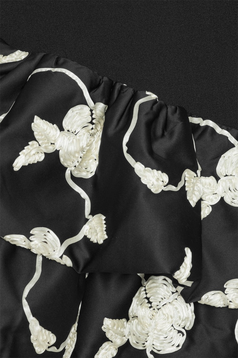ROTATE 3D Flower Bubble Dress Kjole Sort Og Hvit