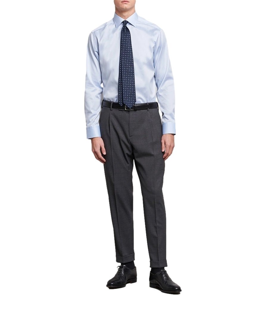 Eton Flannel Herringbone light blue Skjorte Lys Blå Melert - modostore.no