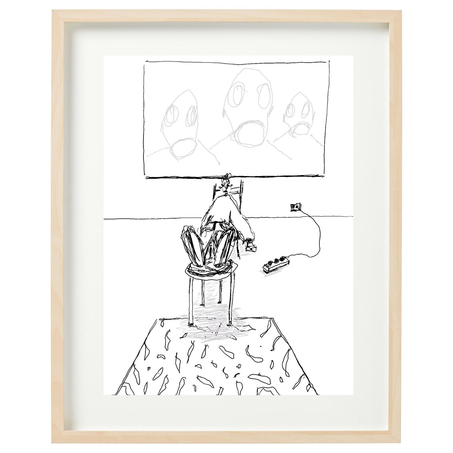 Ole-Kristian Joki Haukeberg kunstverk, Antirealitet A3, abstrakt kunst med fargerike former og tekstur på lerret.