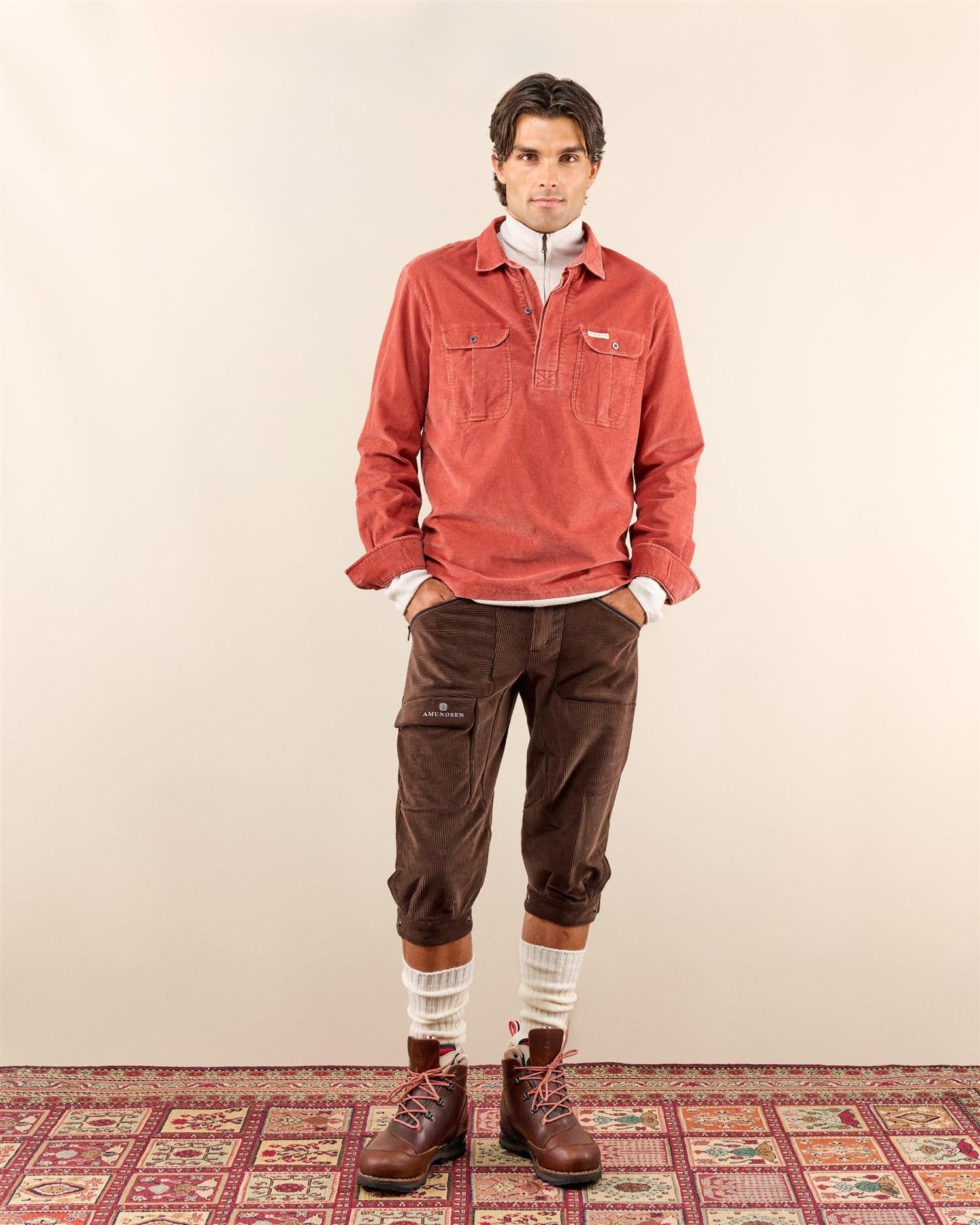 Amundsen Ranger Velvet Half-Zip Shirt Mens Skjorte Rød