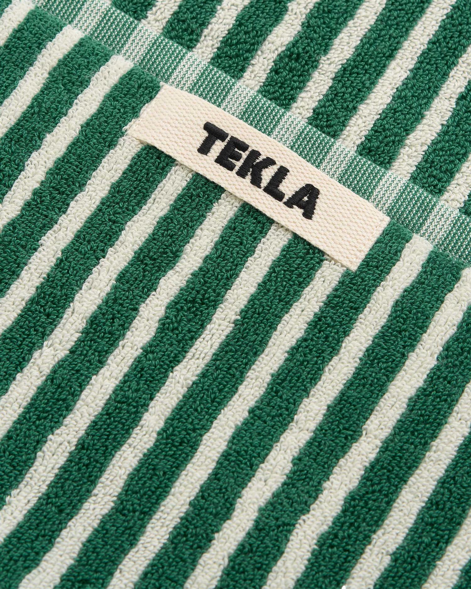 Tekla Terry Hand Towel (50x90cm) Teal Green Stripes Håndkle Grønn Striper