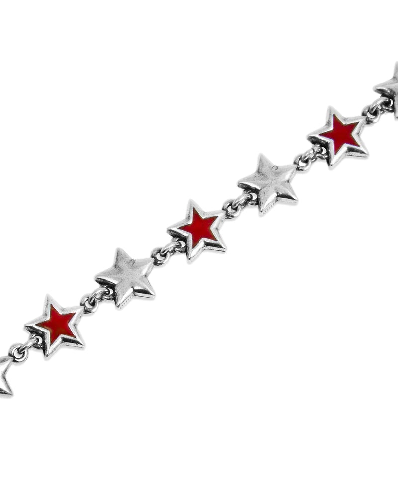 TwoJeys Red Enameled Stars Bracelet Armbånd Sølv Og Rød