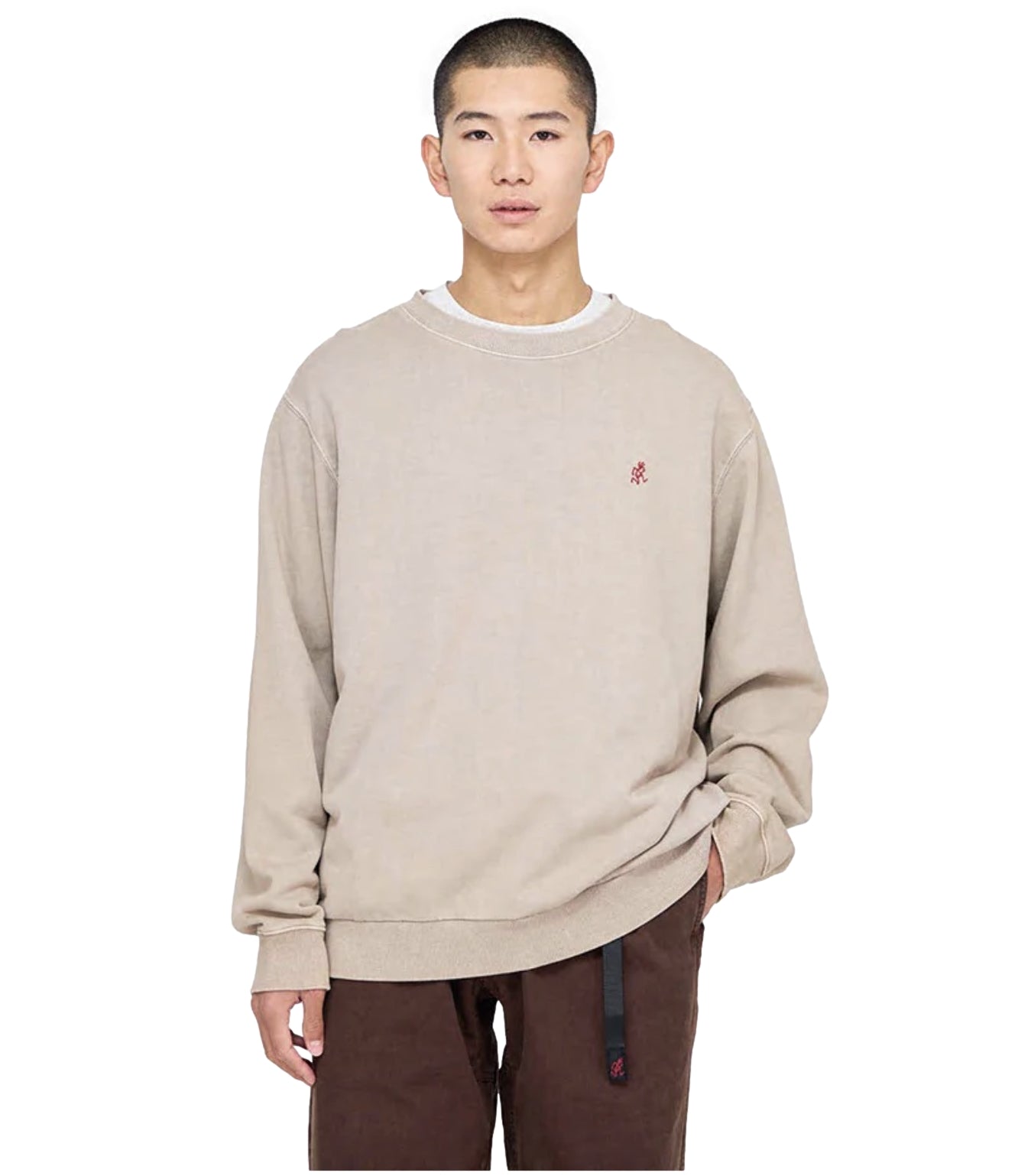 Gramicci One Point Crew Sweatshirt Crewneck Sand - modostore.no