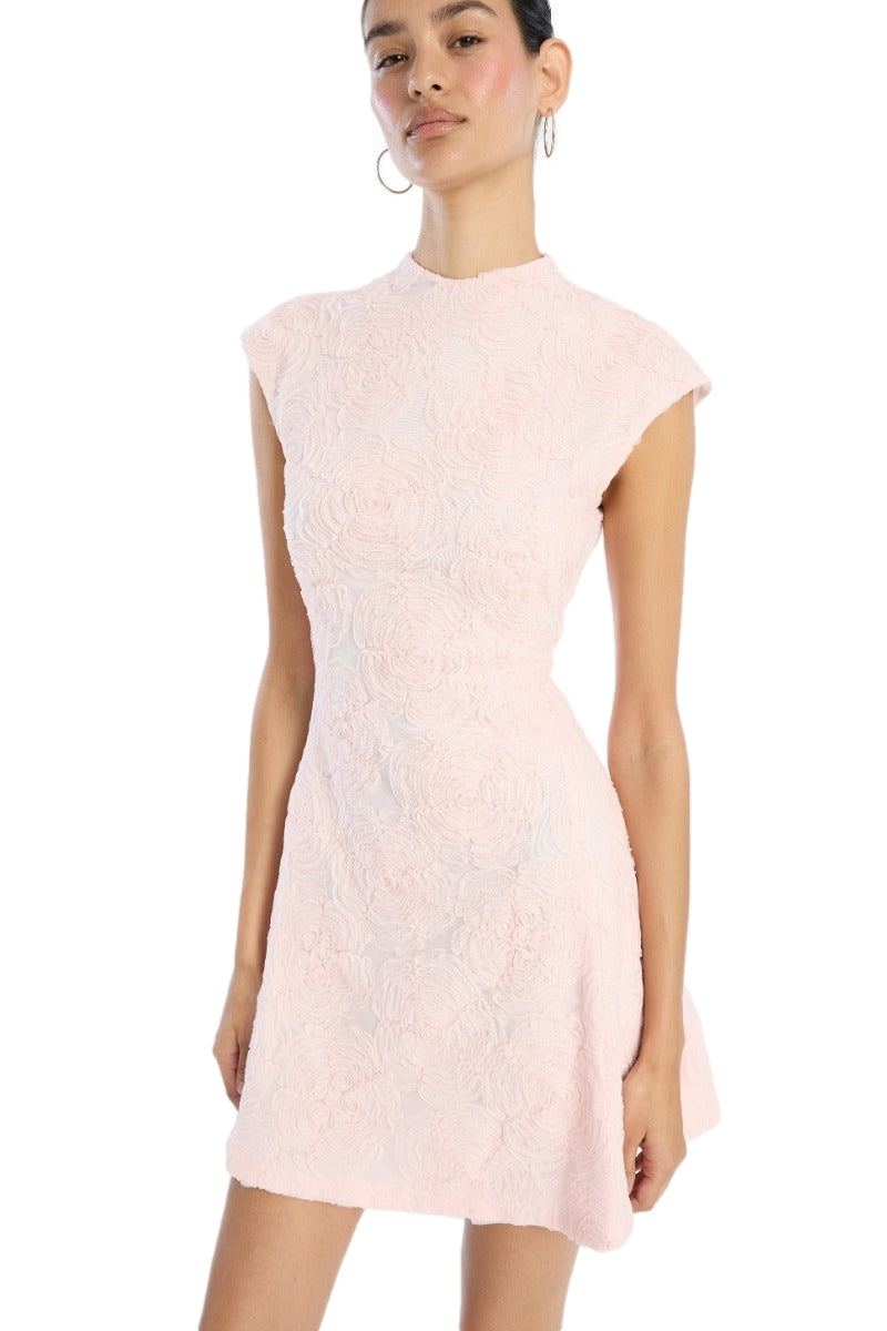 ROTATE Mesh Mini Dress Kjole Lyserosa