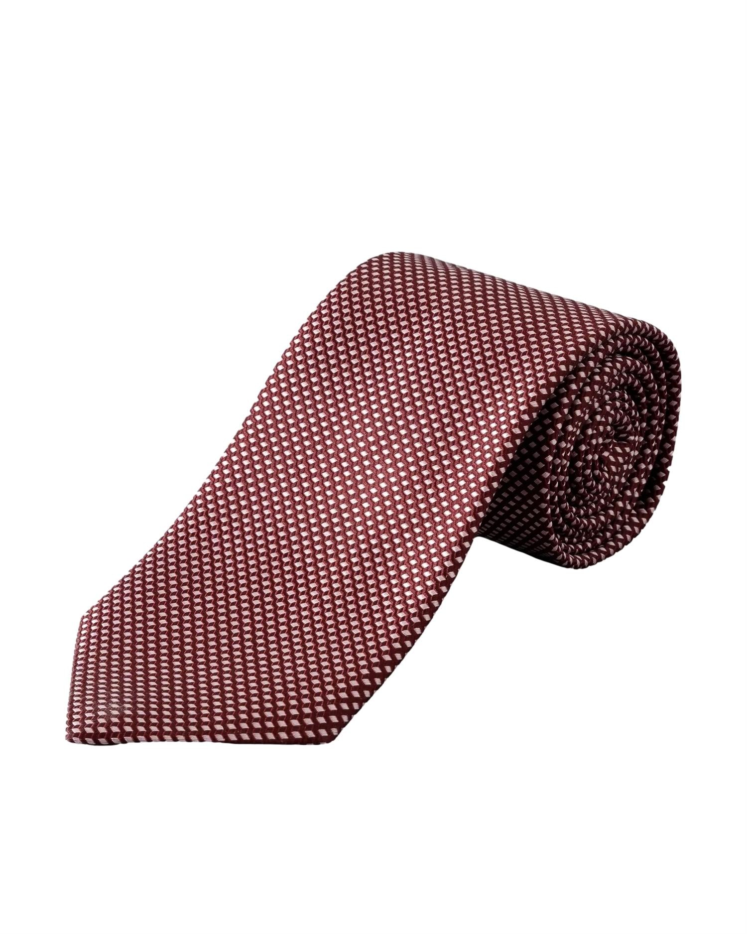 Eton Geometric Woven Slik Tie Slips Burgunder Mønster - modostore.no