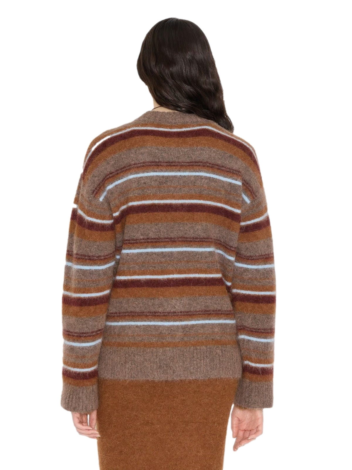 Holzweiler Fluffy Stripe Crew Genser Lysebrun