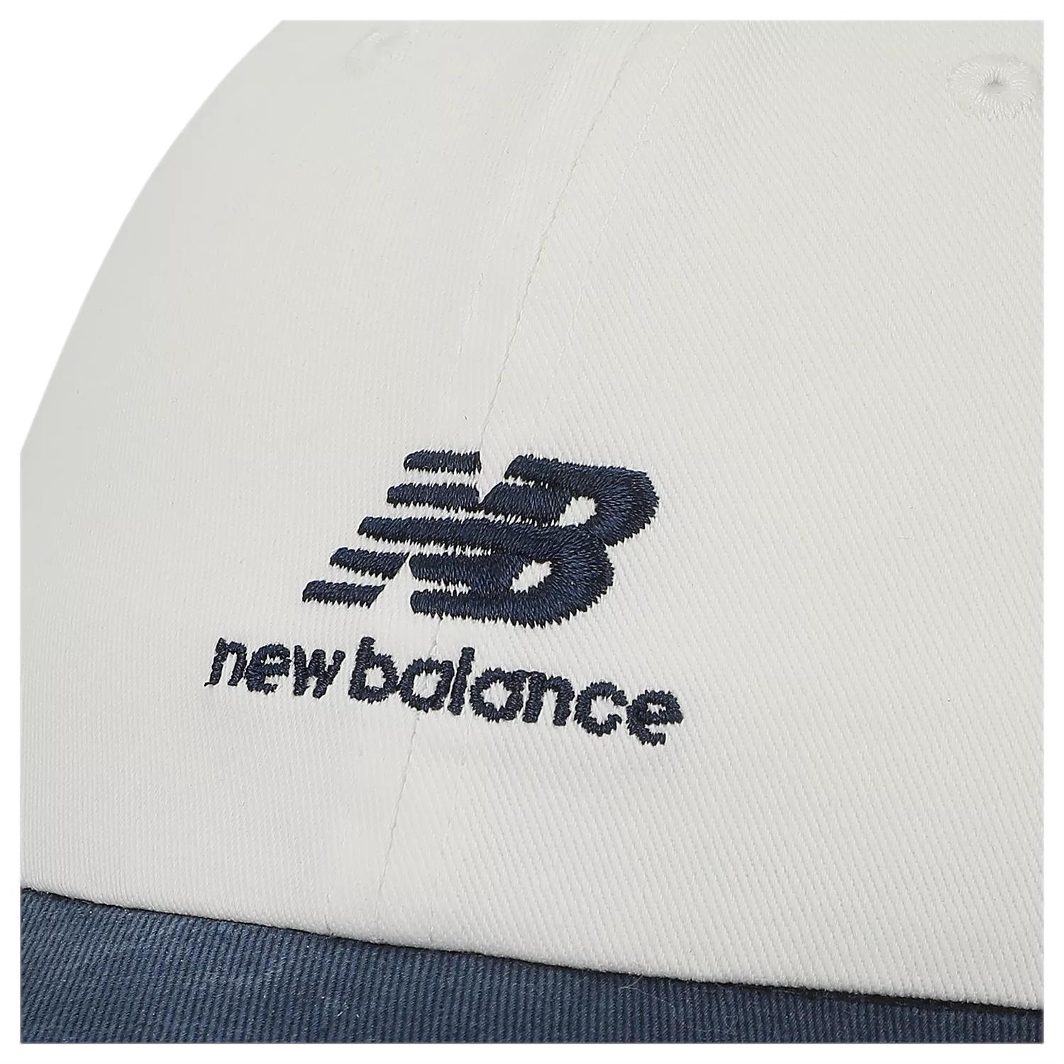 New Balance 6 Panel Flying NB Stacked Logo Hat Caps Hvit Og Mørkeblå - modostore.no