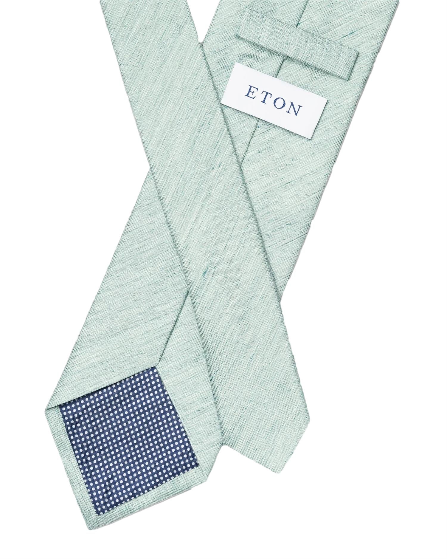 Eton Solid Silk Linen Tie Slips Lysegrønn - modostore.no
