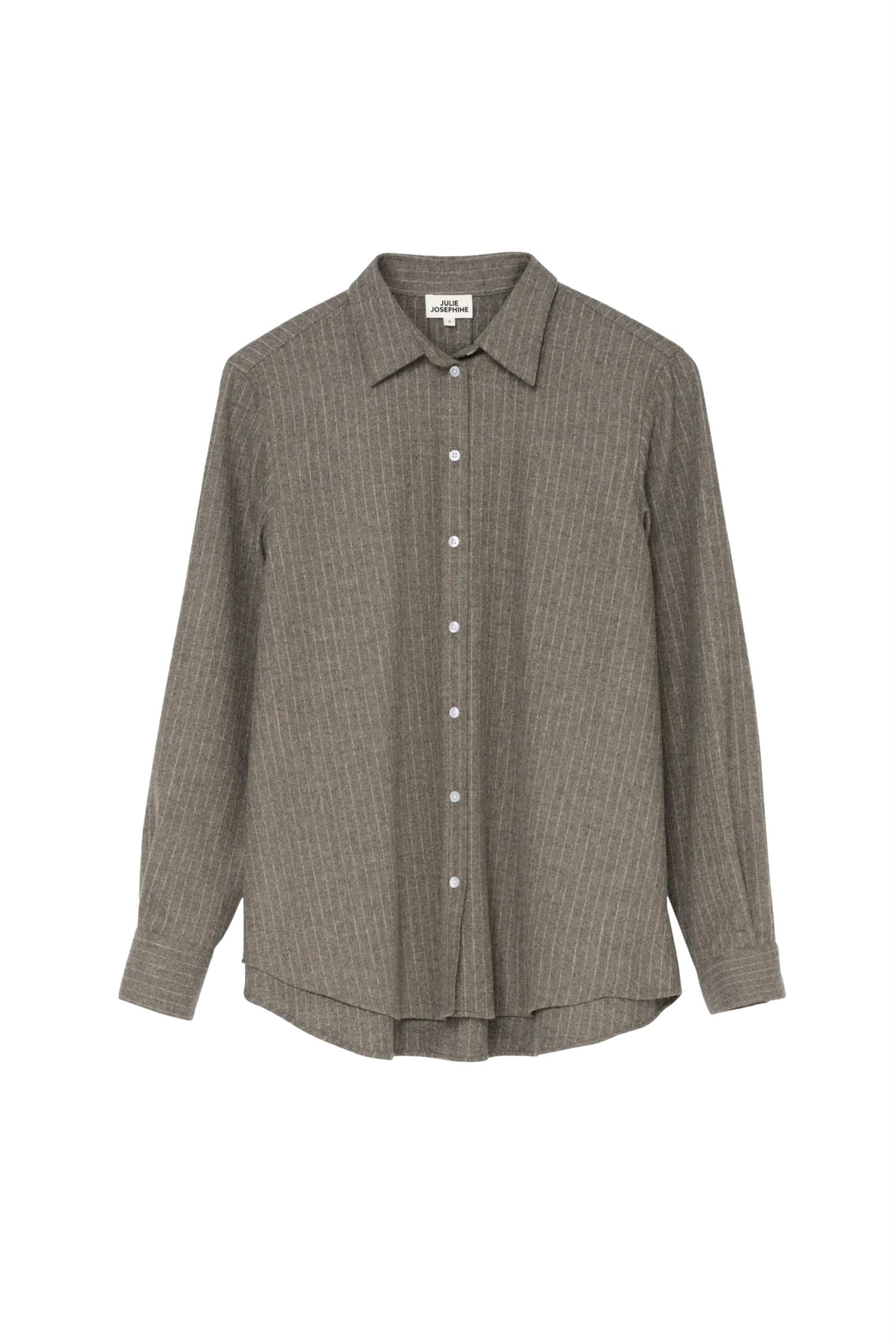Julie Josephine Sophie Wool Blend Shirt Skjorte Gråbrun - modostore.no
