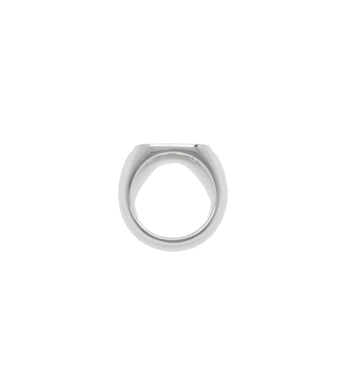 Sølv Tom Wood åpning ring med polert overflate og minimalistisk design, vises på dette bilde.