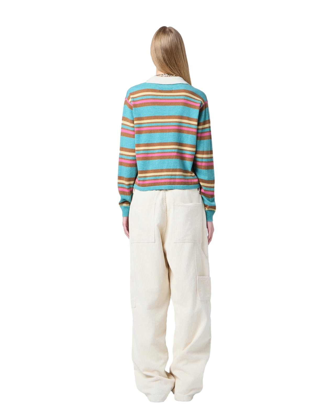 Guest In Residence Cropped Stripe Rugby Genser Turkis Mønster - modostore.no