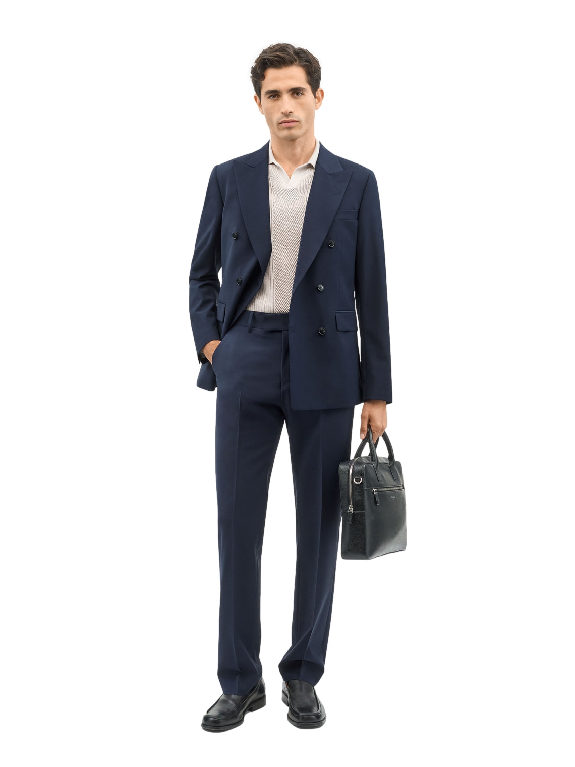 Blå Tiger of Sweden Tenser dressbukse med rette linjer og elegant snitt, lagt flatt for visning av stoff og passform.