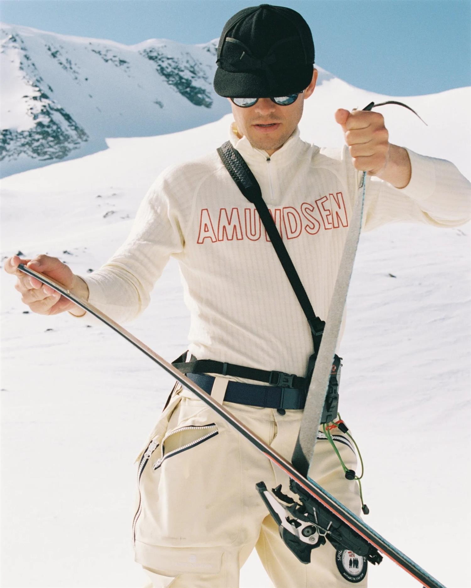 Amundsen Hero's Hide Half Zip Mens Ullundertøy Off-White