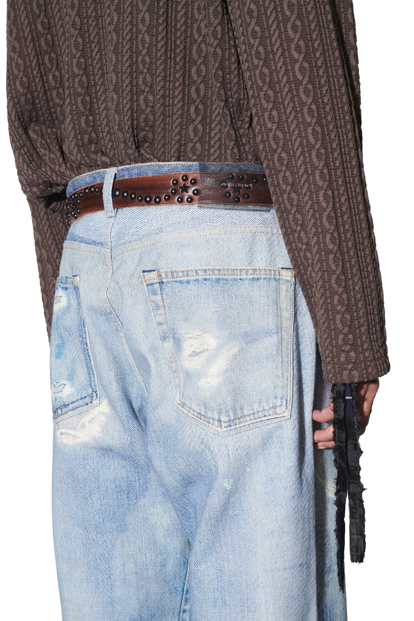 Blå Our Legacy Third Cut jeans vist fra siden med klassisk passform og synlige sømmer, laget av denimmateriale.