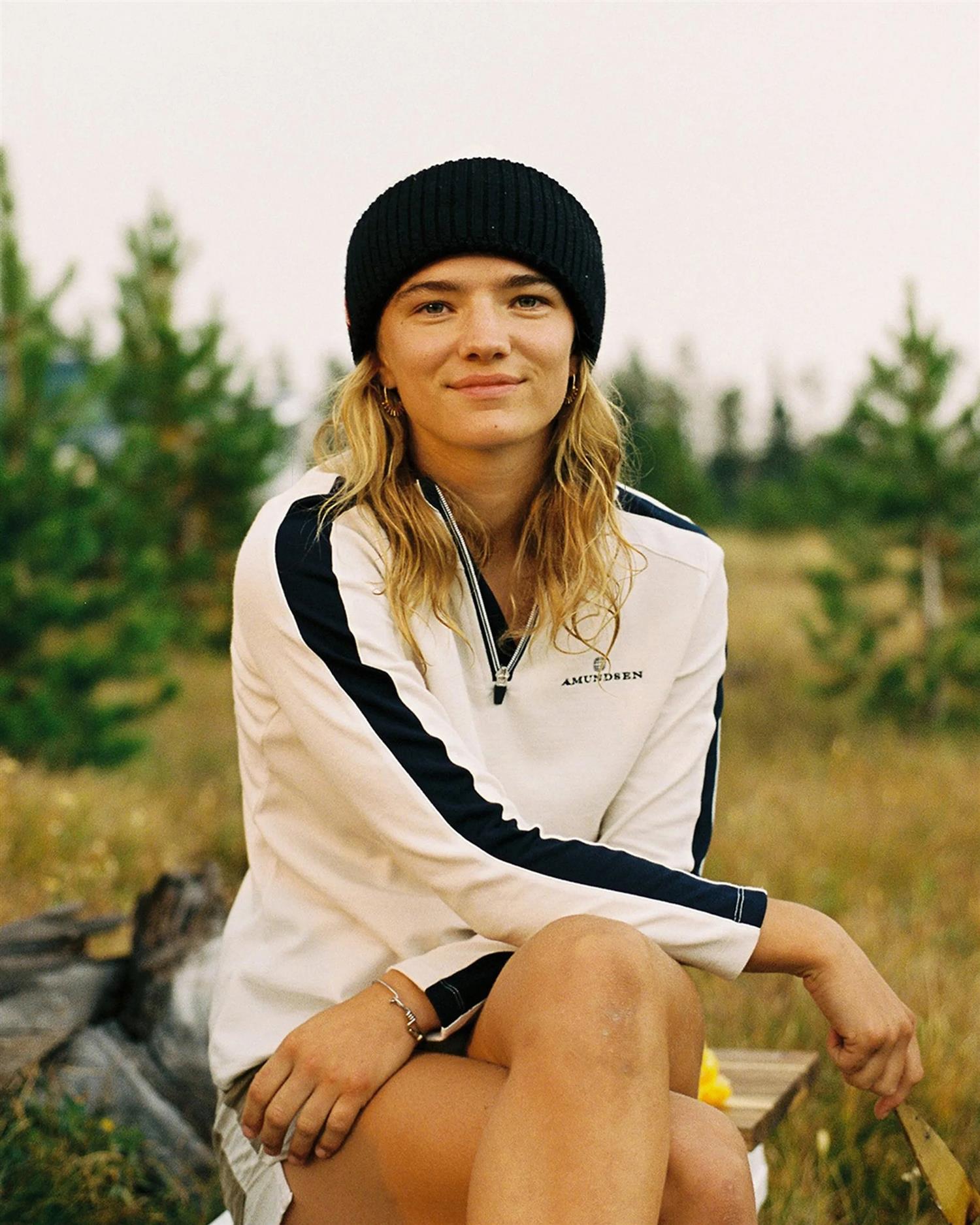 Amundsen 5Mila Half Zip Womens Stripe Genser Hvit Og Mørkeblå