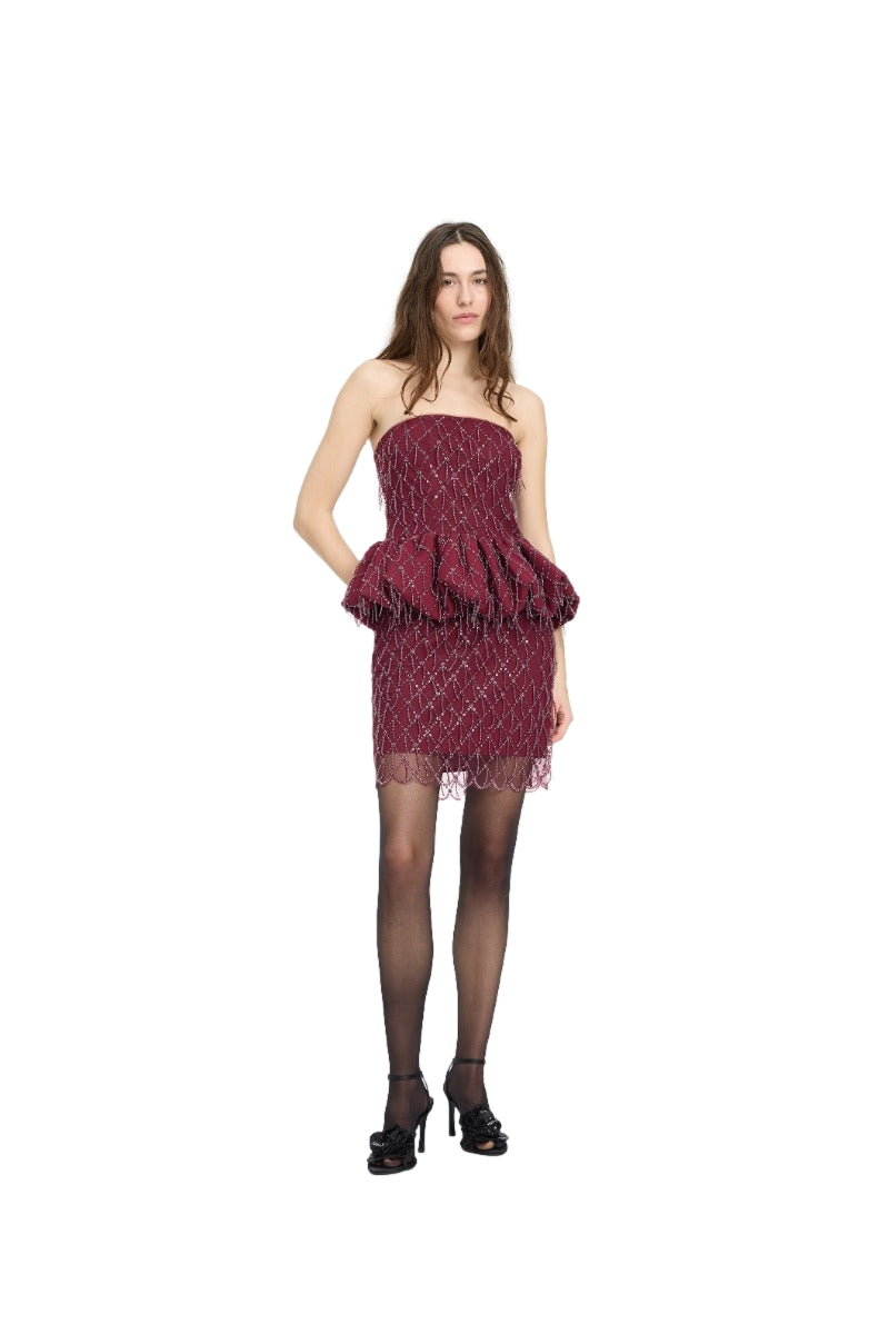 ROTATE Sequins Mini Skirt Skjørt Burgunder