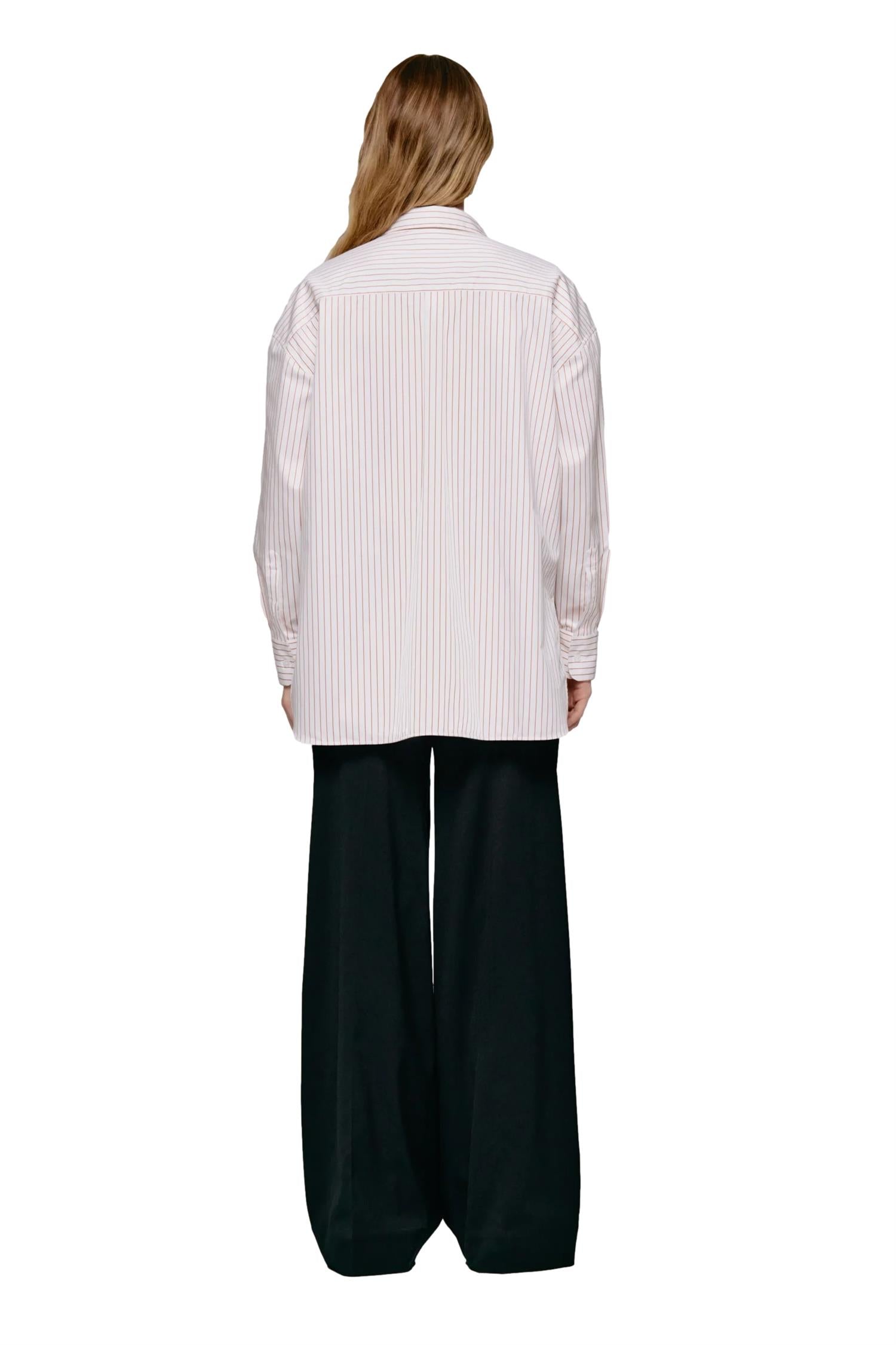 Julie Josephine Edwina Shirt Skjorte Stripet Oransje - modostore.no