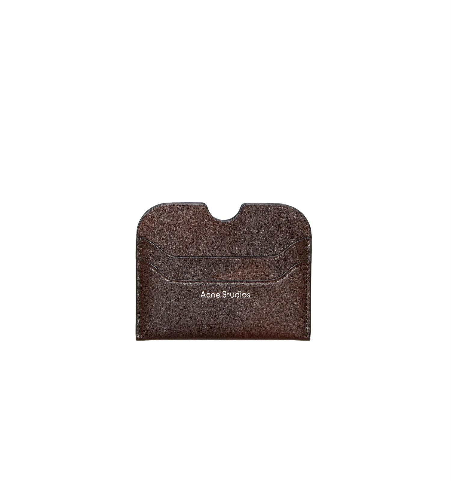 Acne Leather Card Holder Lommebok Mørkebrun