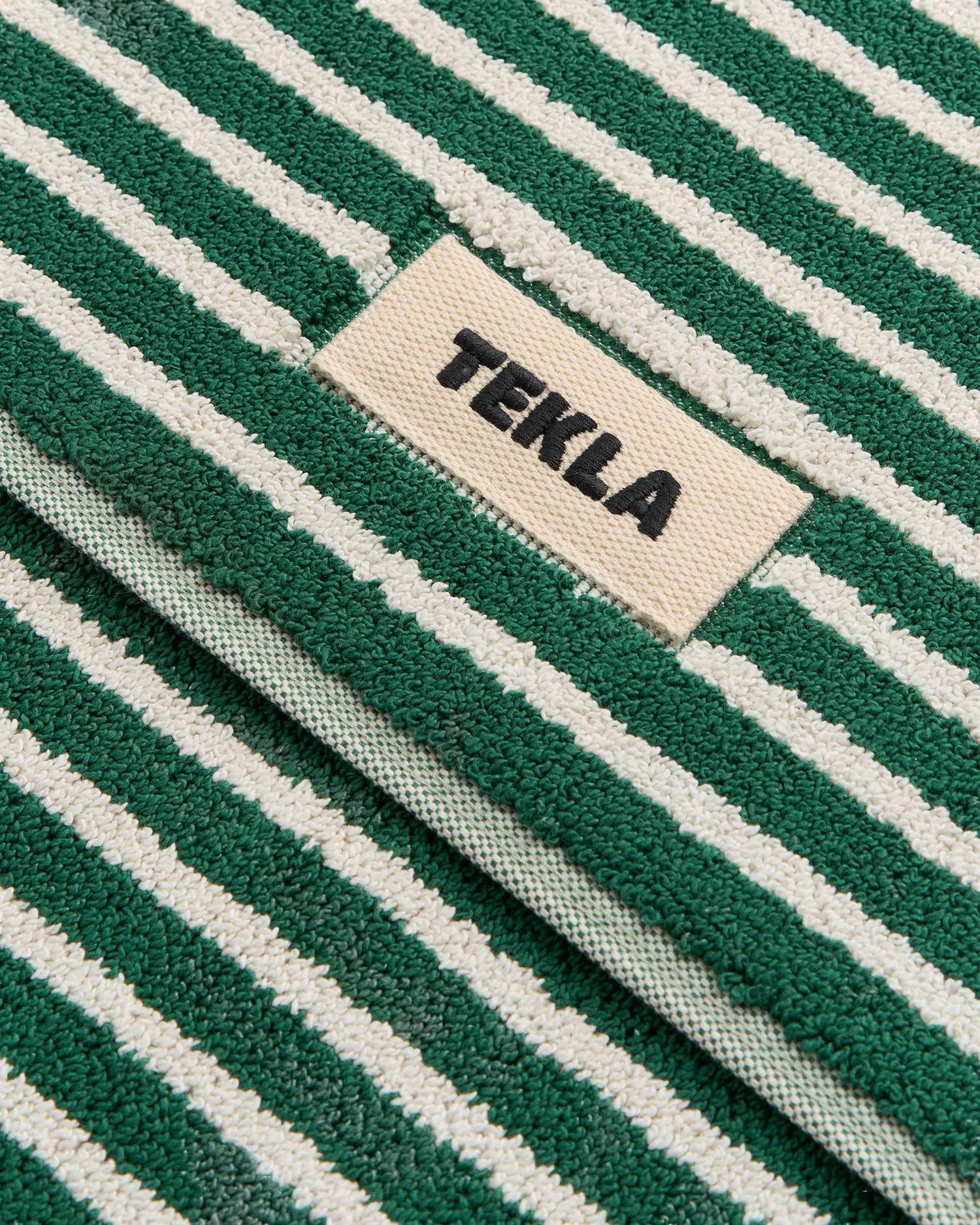 Tekla Terry Bath Mat Teal Green Stripes Badematte Grønn