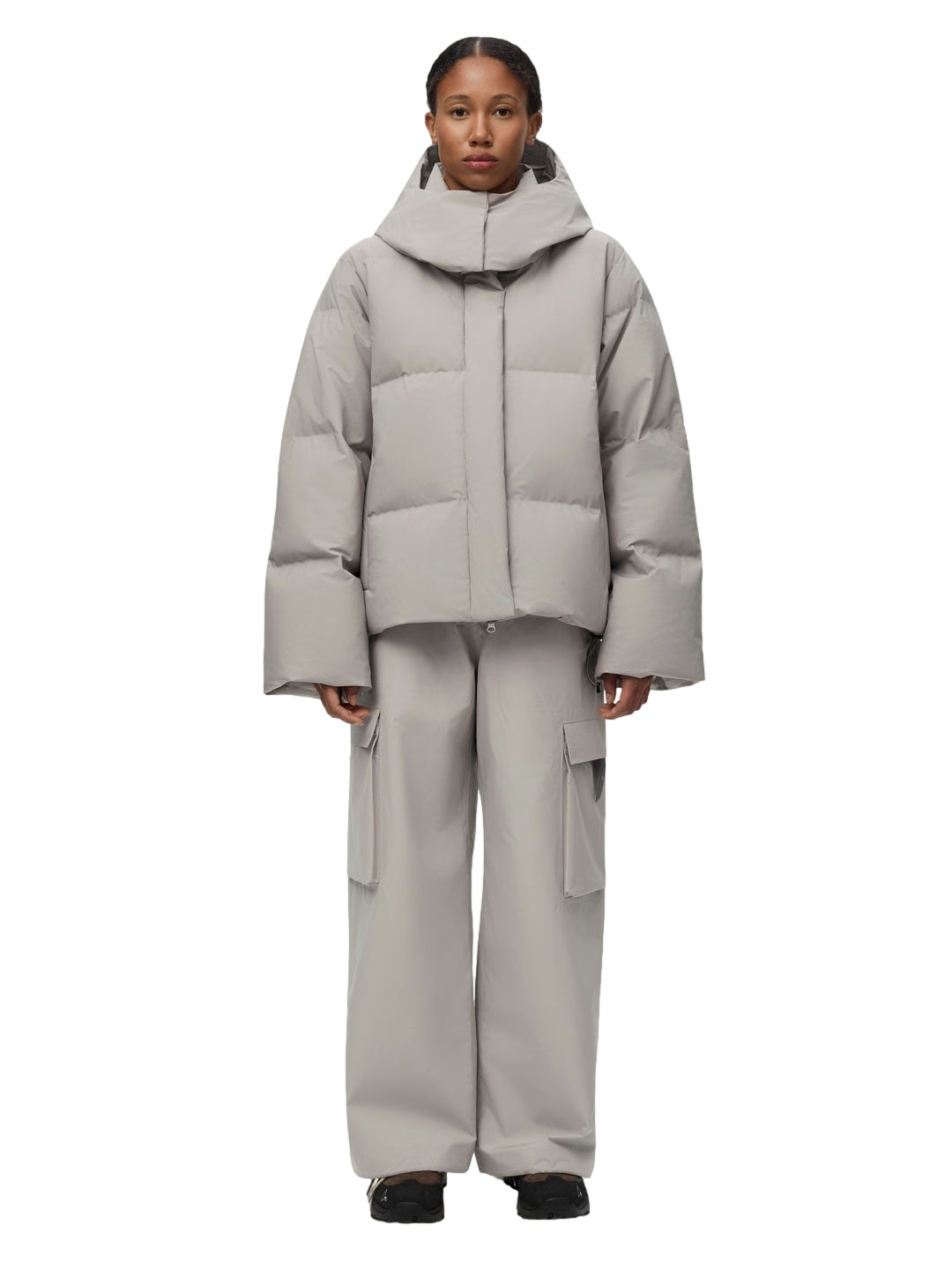 Blæst Selje Down Jacket Low Tide Jakke Beige Grå - modostore.no