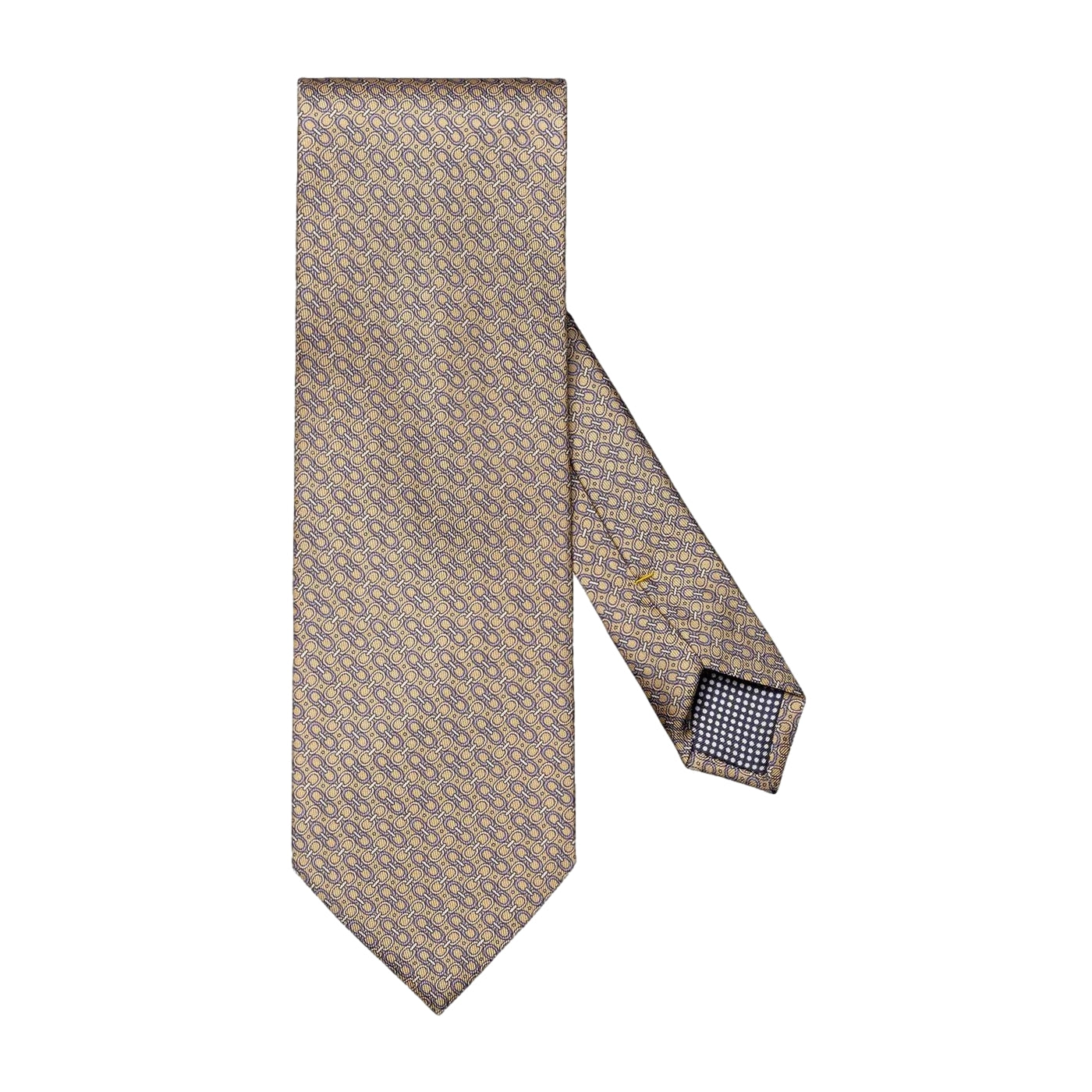 Eton Geometric Print Silk Tie Slips Beige Mønster
