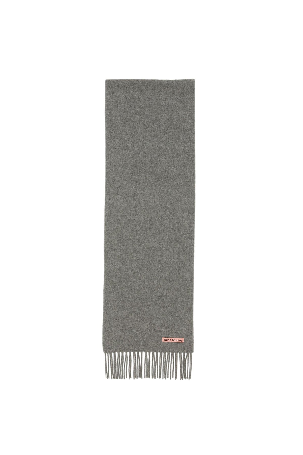Acne Fringe Wool Scarf - Skinny Skjerf Grå