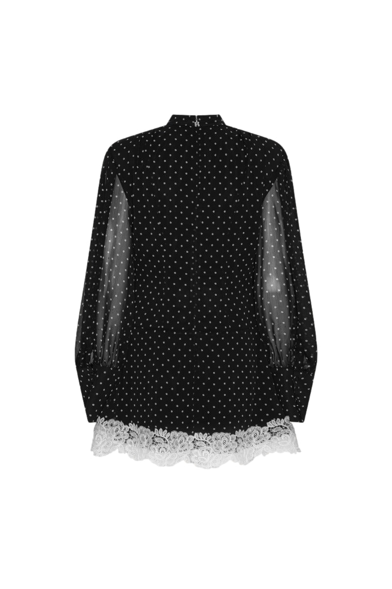 ROTATE Minidress LS Lace Kjole Sort Mønster