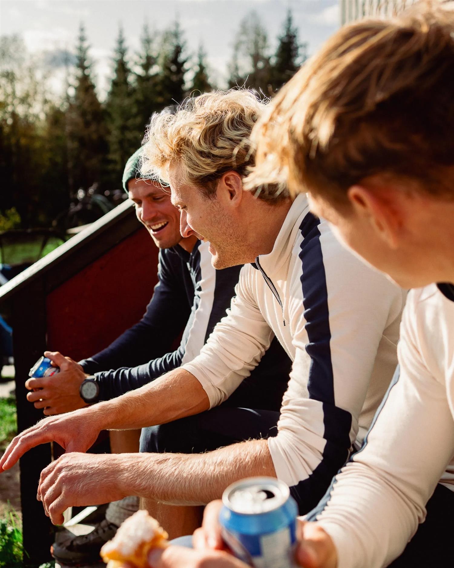Amundsen 5Mila Half Zip Mens Stripe Genser Hvit Og Mørkeblå