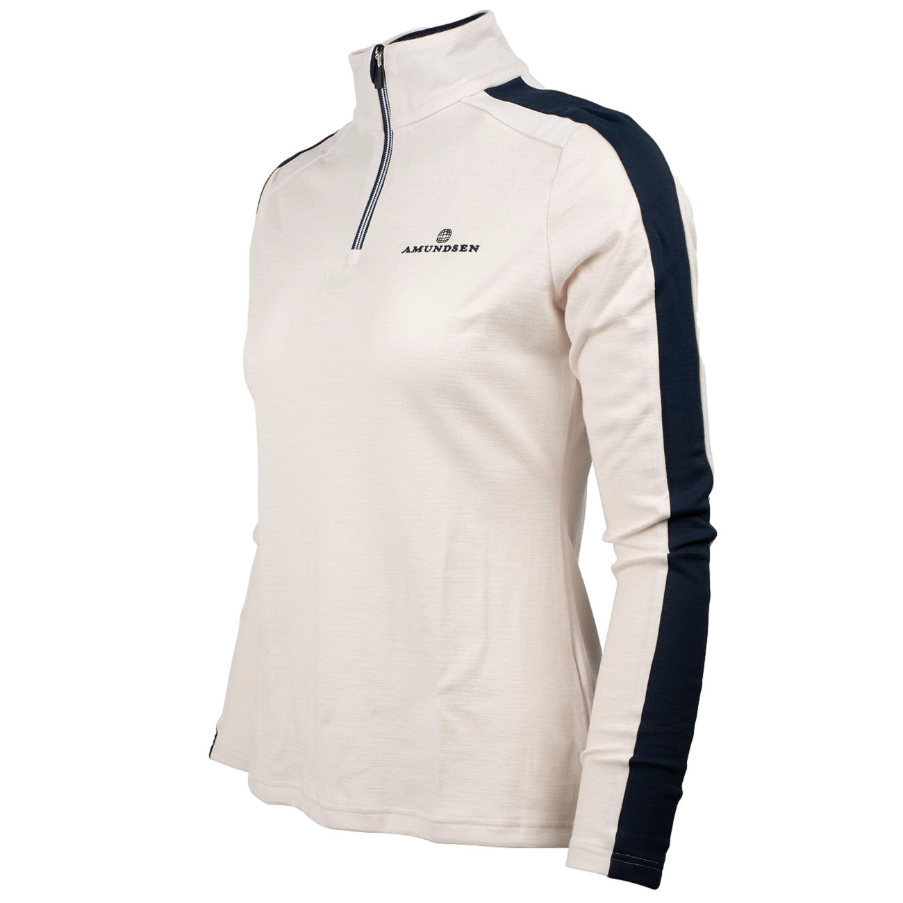 Amundsen 5Mila Half Zip Womens Stripe Genser Hvit Og Mørkeblå