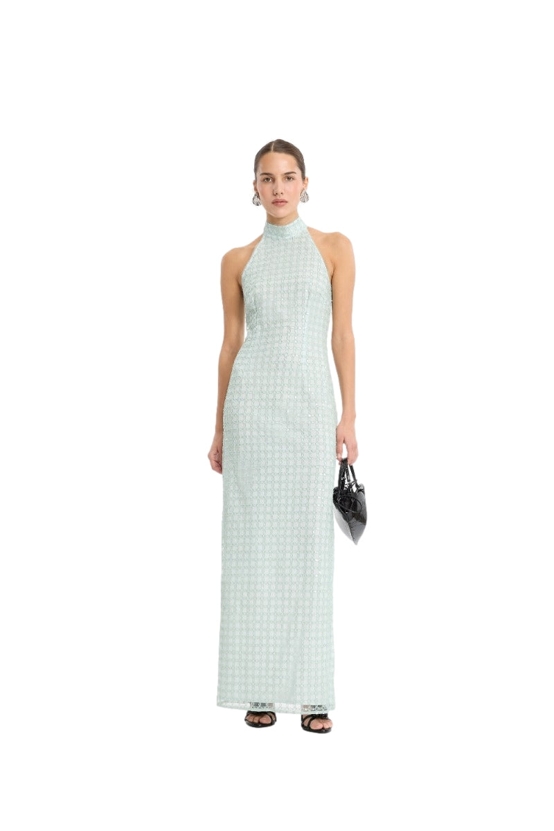 ROTATE Beaded Maxi Dress Kjole Pastellgrønn