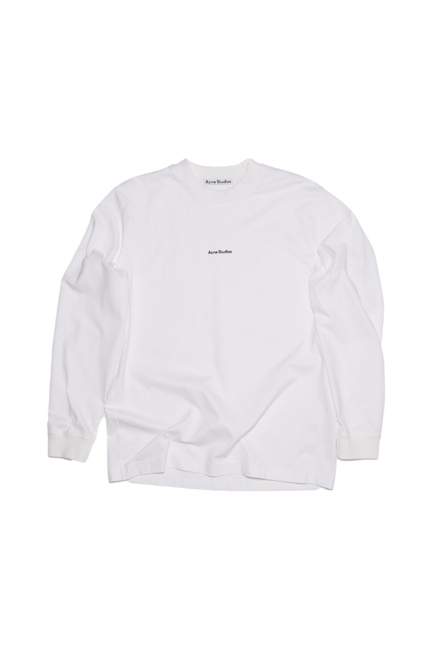 Acne Logo Long Sleeve Optic White Longsleeve Hvit - modostore.no