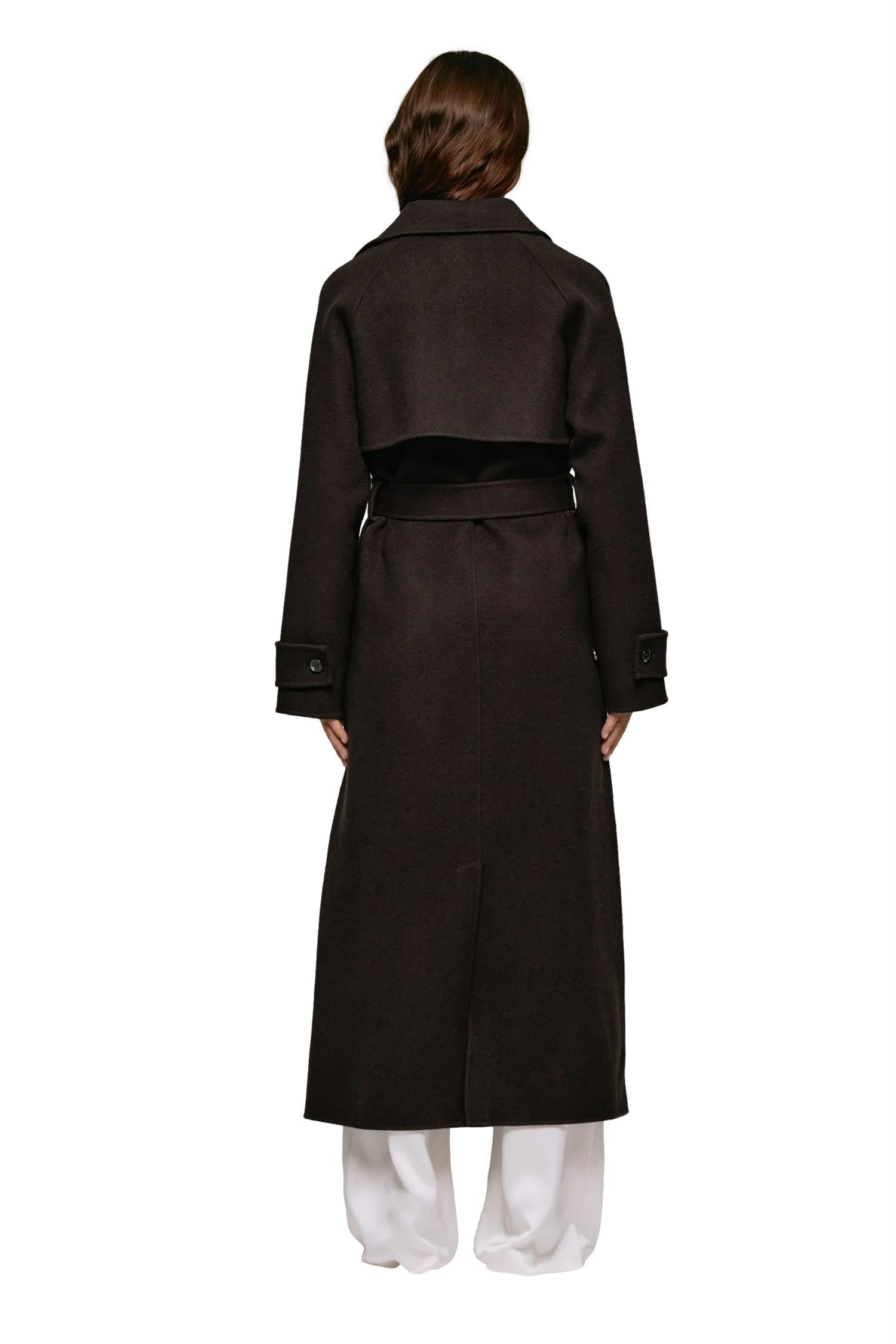 Julie Josephine Thale Wool Trenchcoat Jakke Mørkebrun - modostore.no