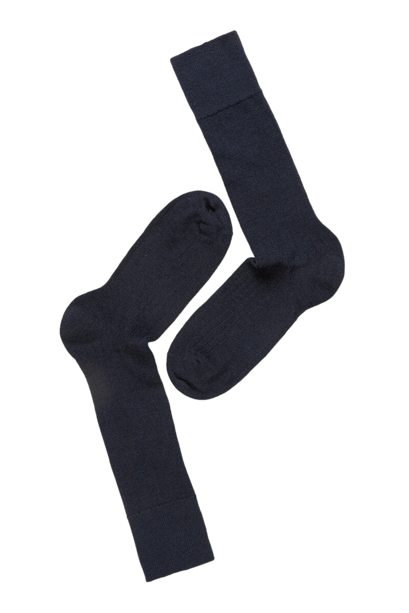 Panos Emporio 2PK Calle Premium Mercerized Wool Rib Sokker Mørkeblå