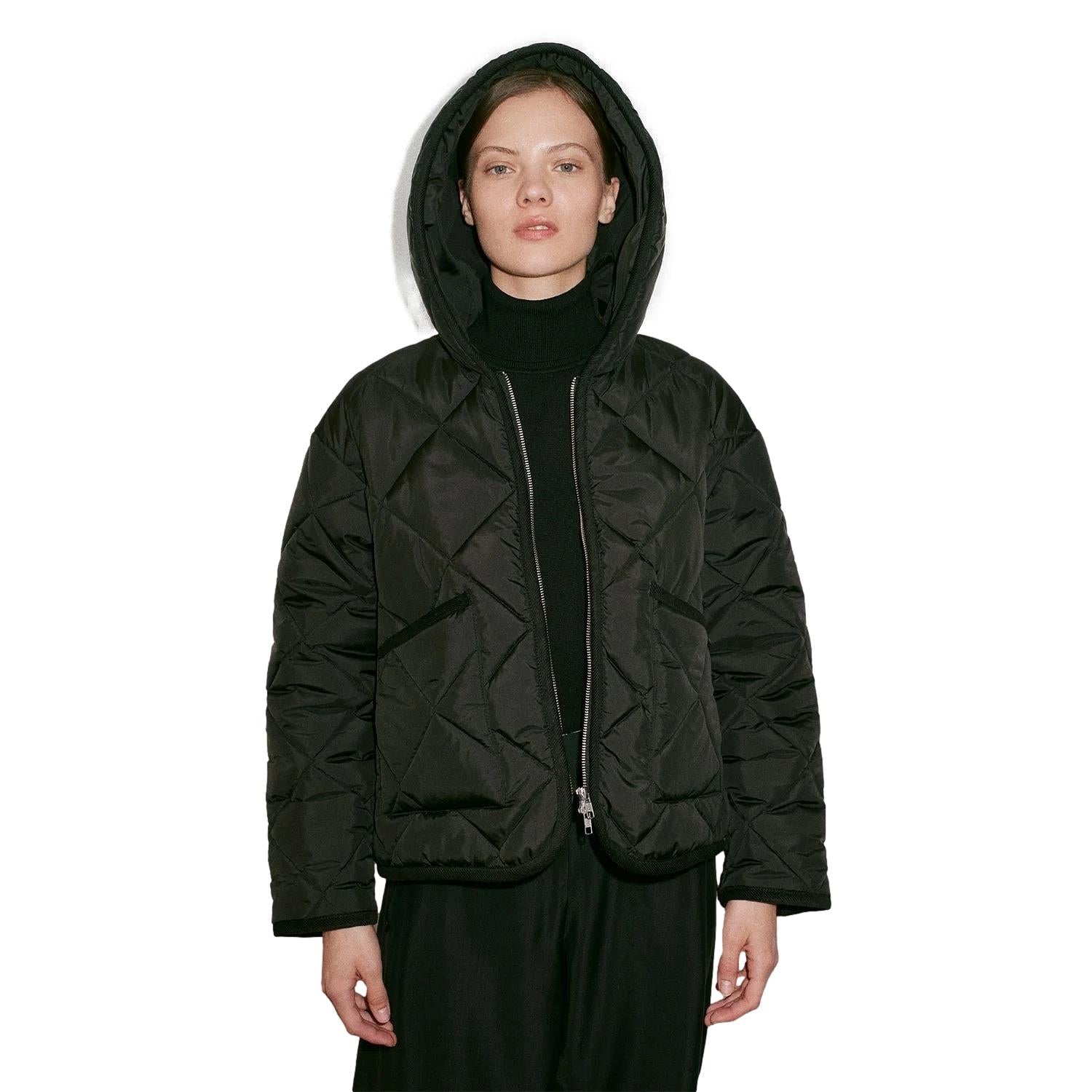 Lavenham Big Quilt Zipped Craydon Womens Jakke Sort - modostore.no