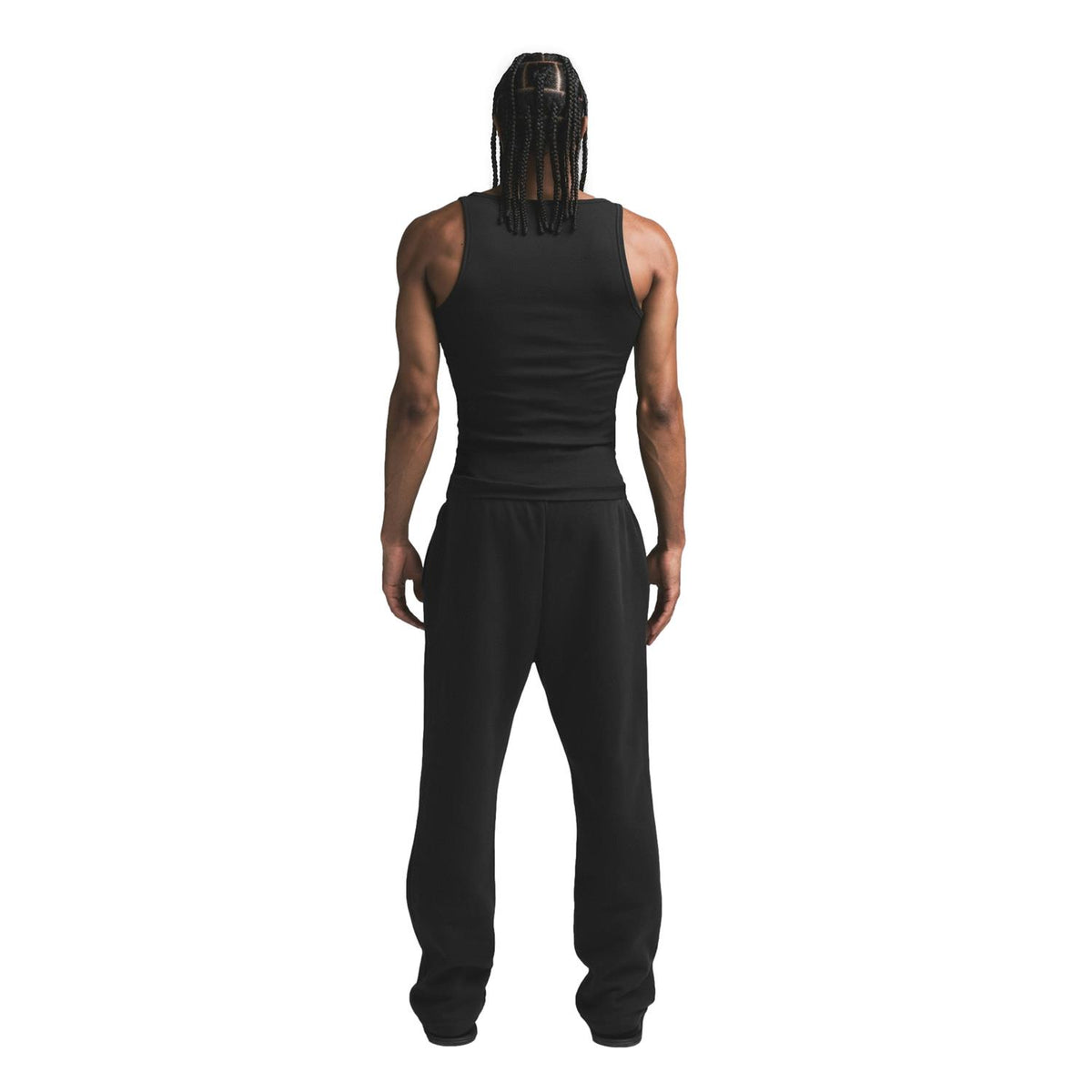 Sort SKIMS bomulls ribbesinglet i 3-pack, nærbilde av komfortabelt, mykt stoff og enkel passform.