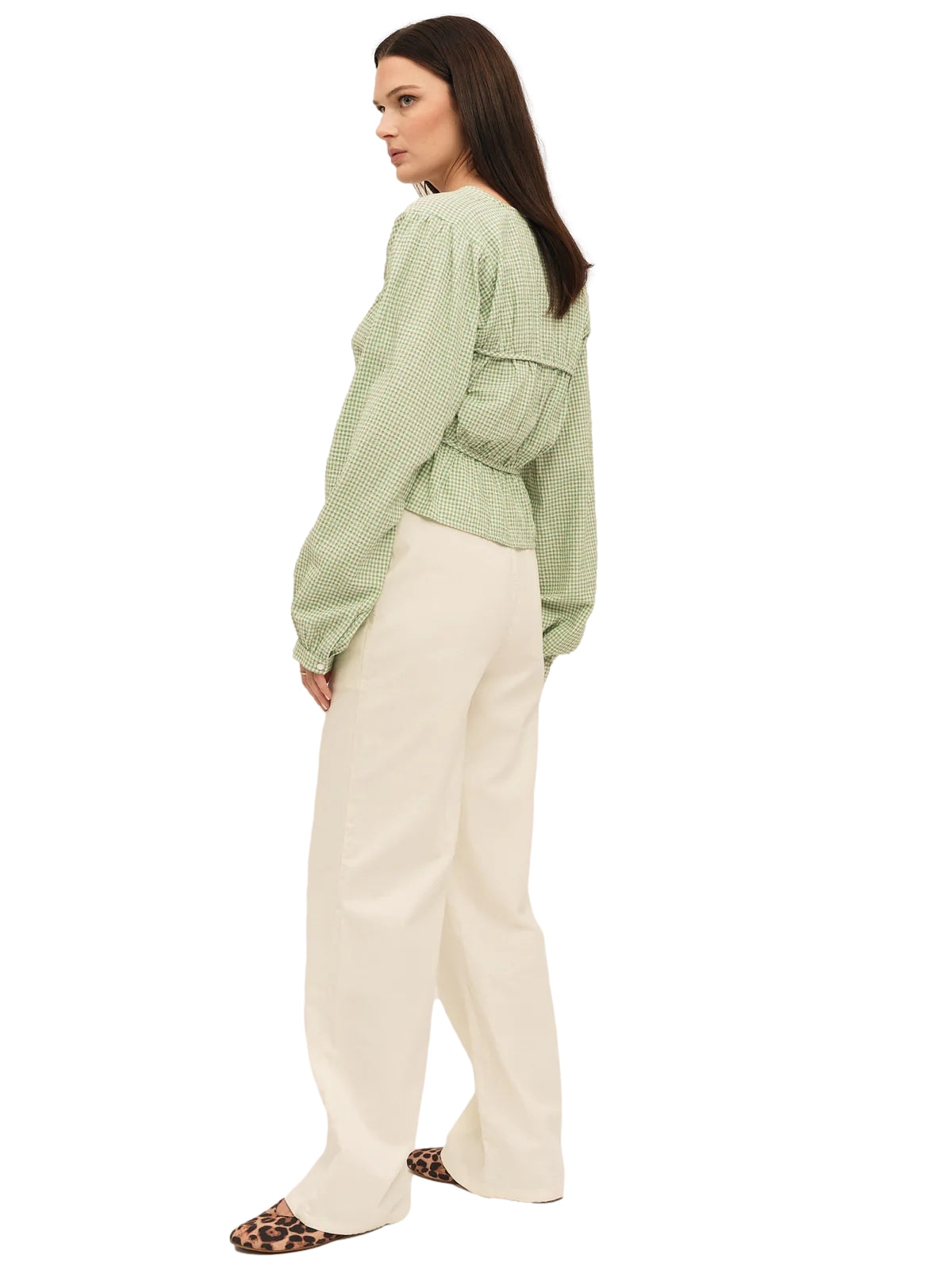 Once Untold Indiana String Blouse Skjorte Hvit Og Grønn - modostore.no