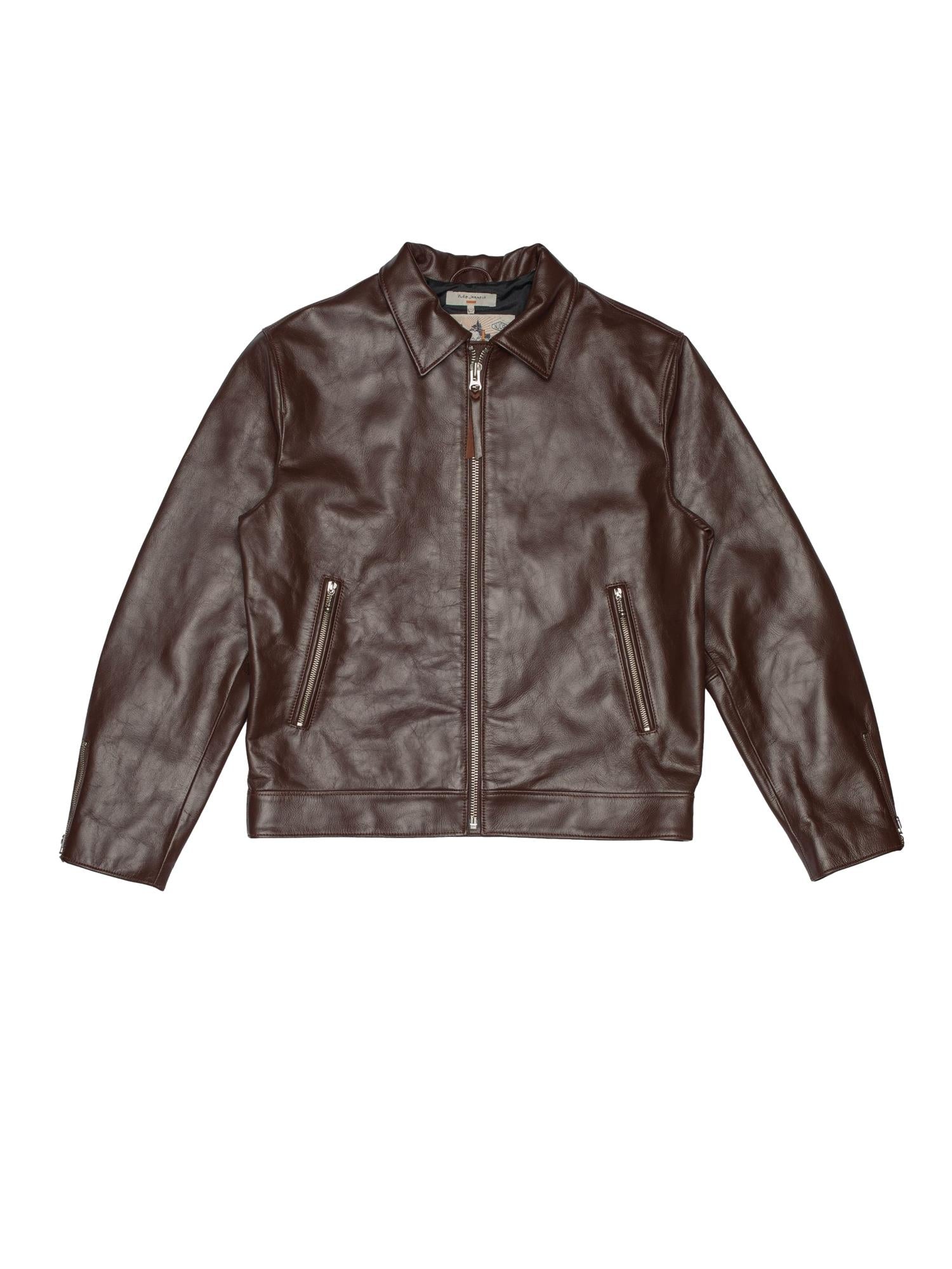 Nudie Jeans Eddy Rider Leather Jacket Jakke Burgunder
