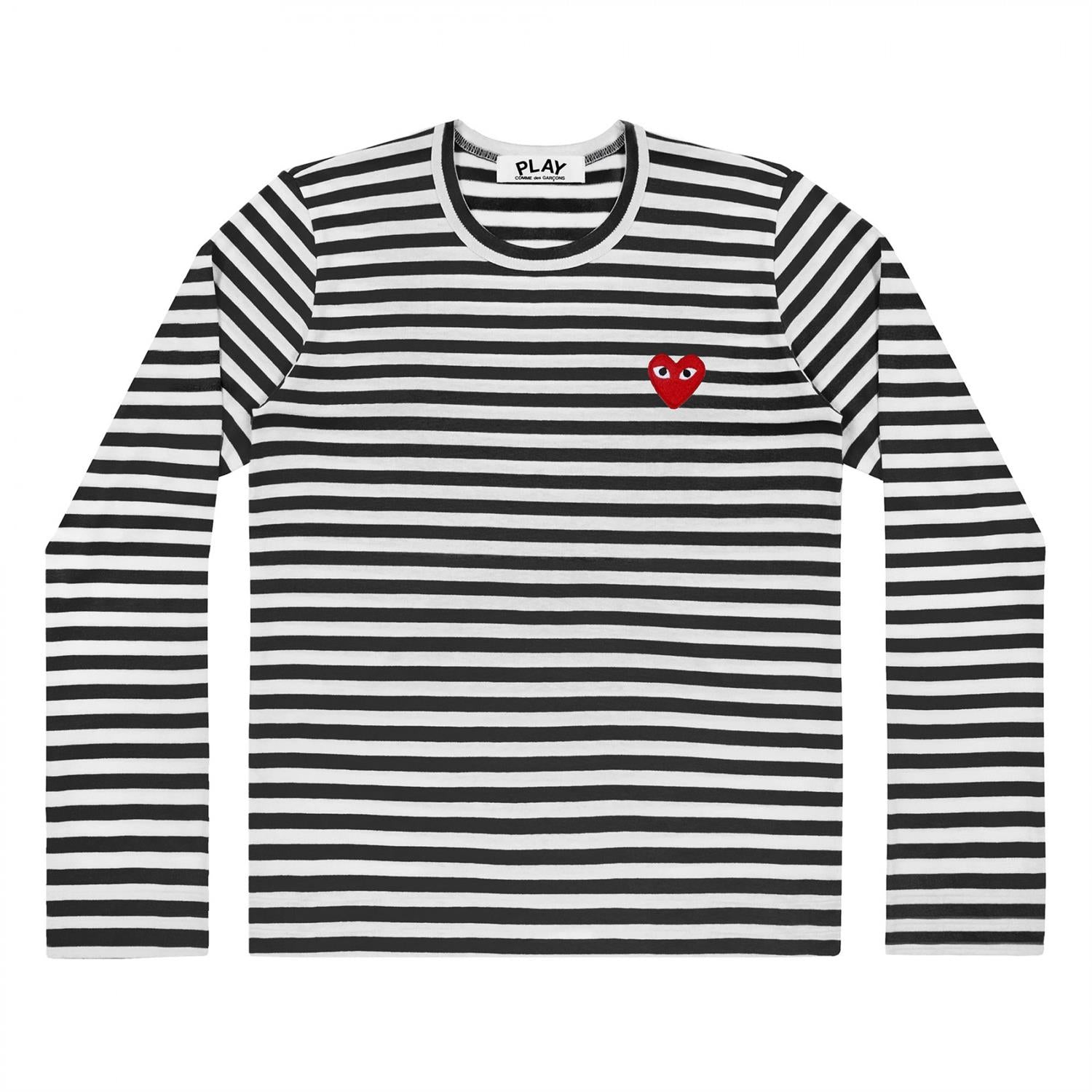 Comme des Garcons Play Unisex T-Shirt LS Red Emblem Genser Sort