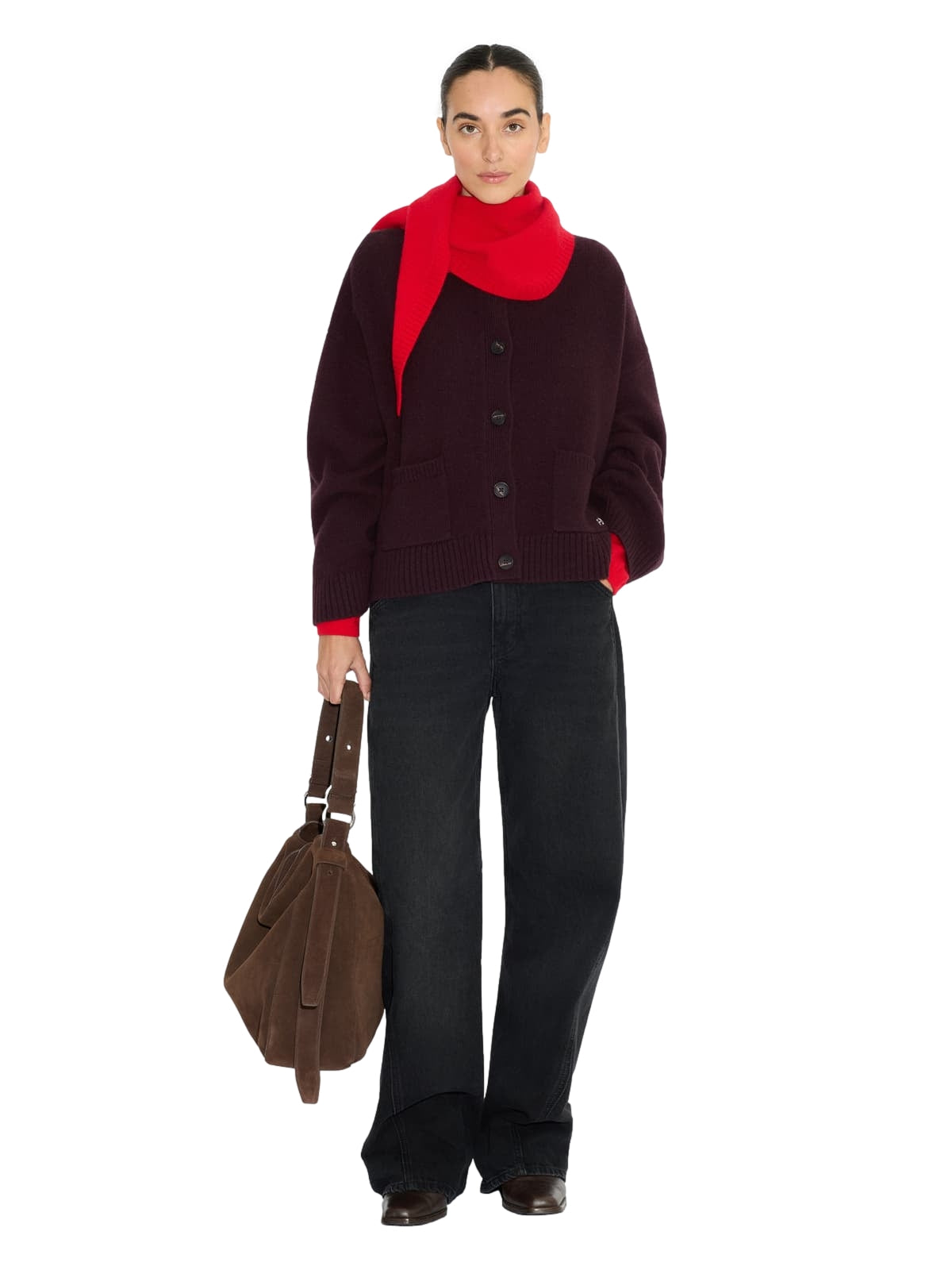 Holzweiler Julia Wide Cardigan Genser Burgunder