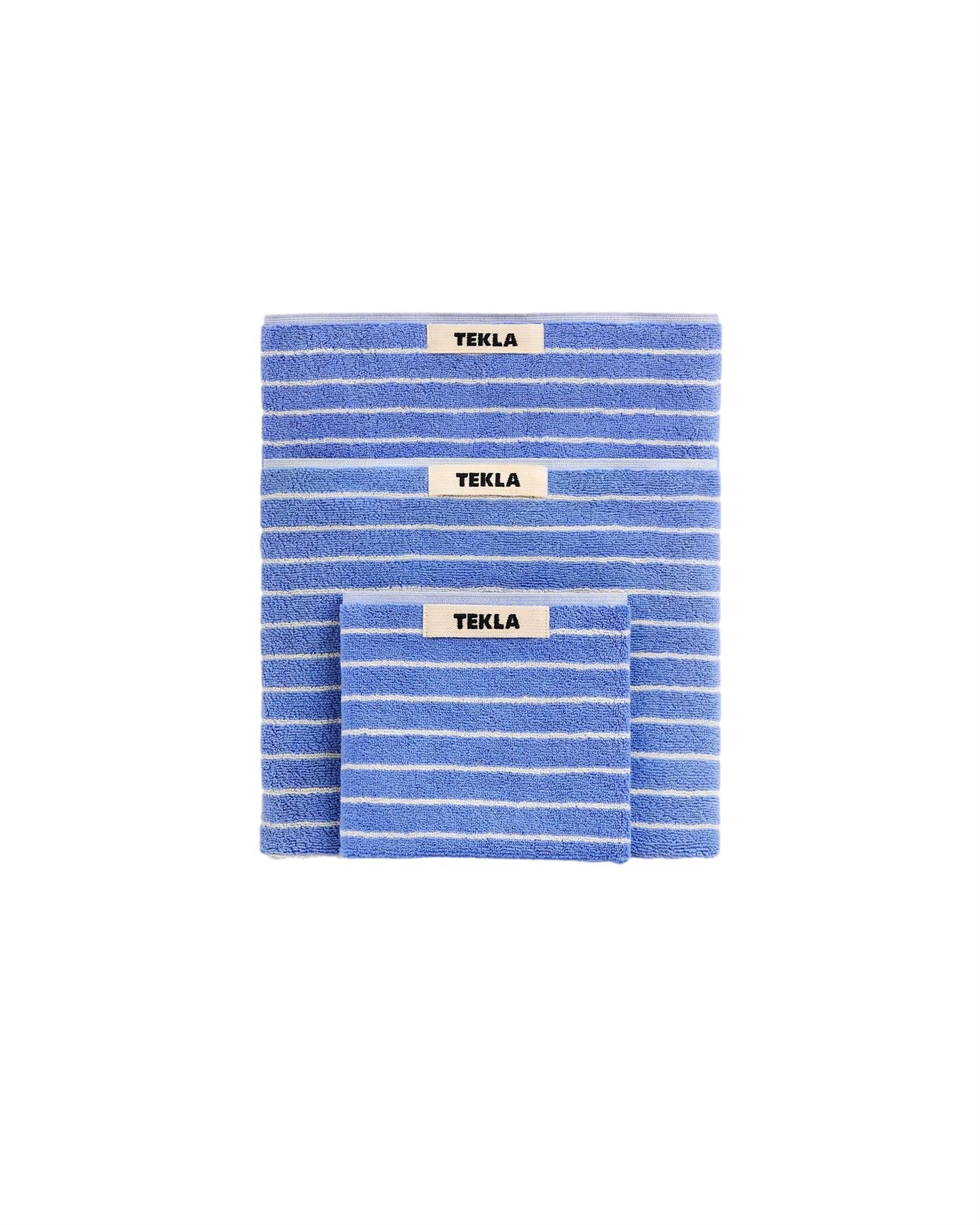 Tekla Terry Guest Towel (30x50cm) Clear Blue Stripe Håndkle Blå Striper