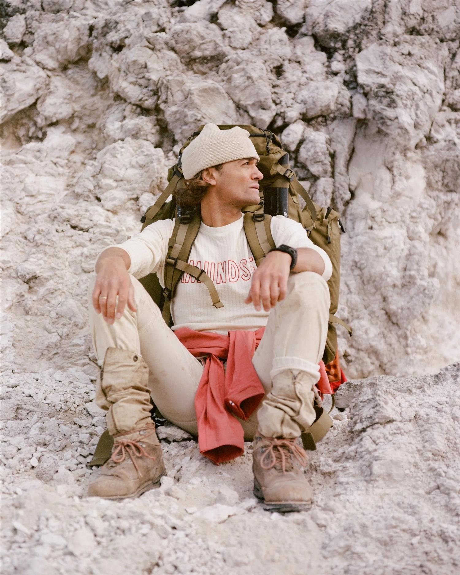 Amundsen Hero's Hide Crew Neck Mens Ullundertøy Off-White