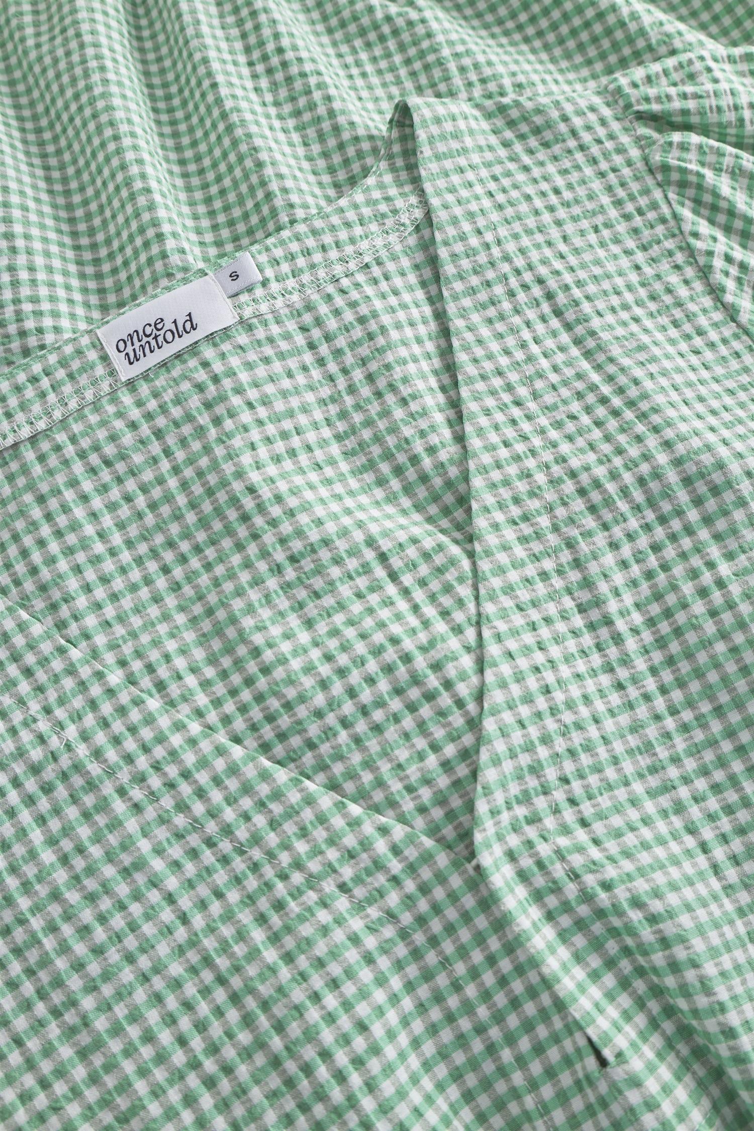 Once Untold Indiana Ribbon Blouse Topp Hvit Og Grønn - modostore.no