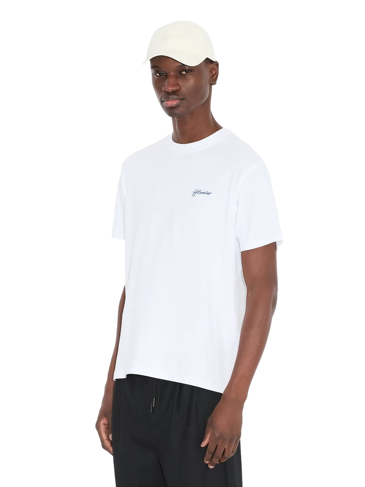 Holzweiler Tucker T-skjorte i hvitt og blått med broderi, komfortabel bomulls-T-shirt for menn eller kvinner