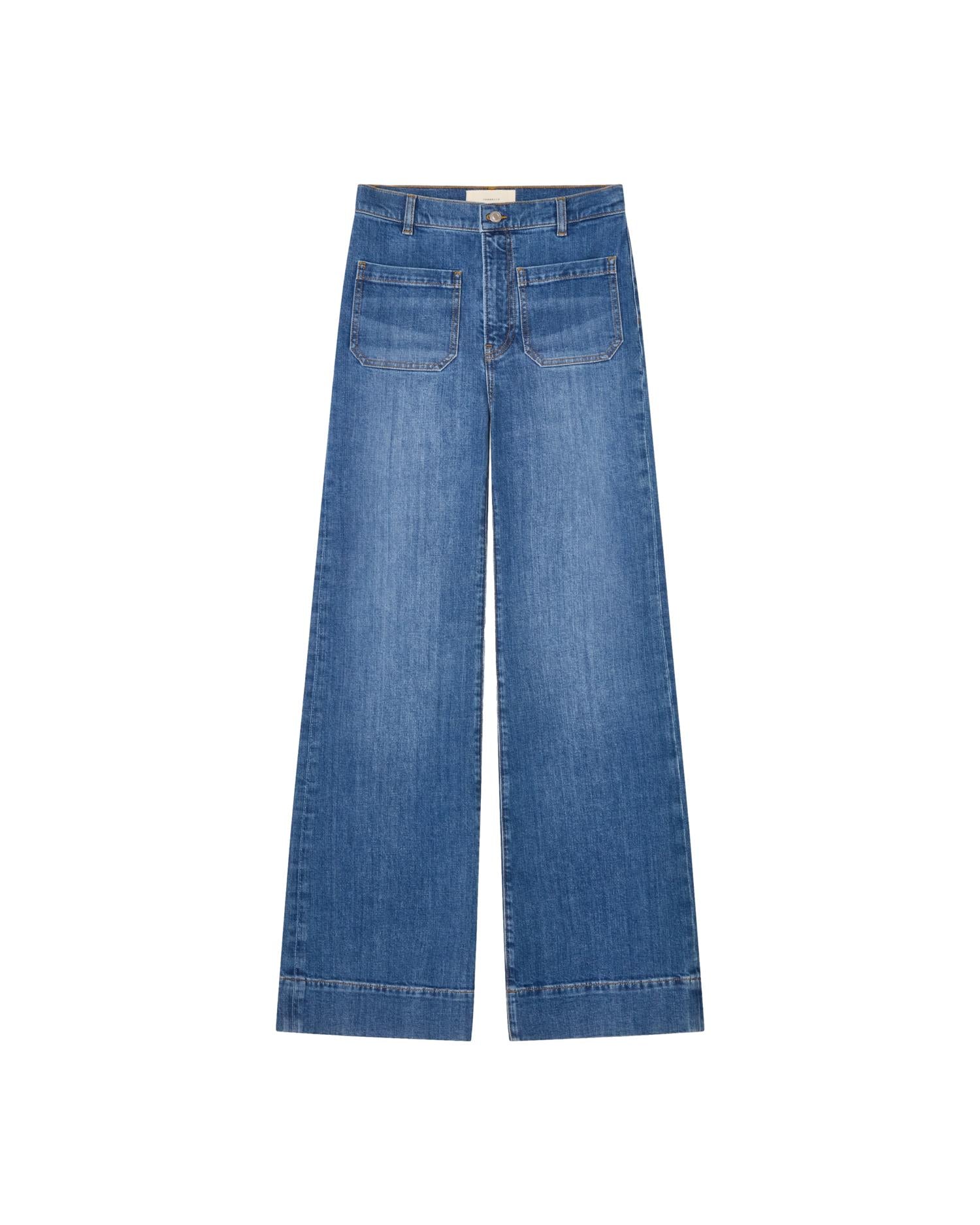 Blå Jeanerica St Monica Vintage 70 jeans, vises på modell med klassisk passform og høyt midje.