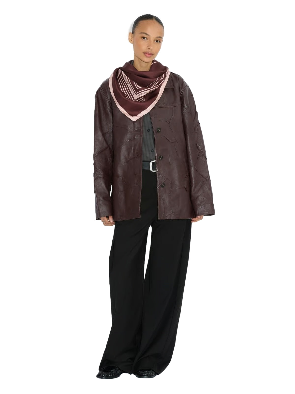 Holzweiler Contrasting Fine Silk Scarf Skjerf Burgunder