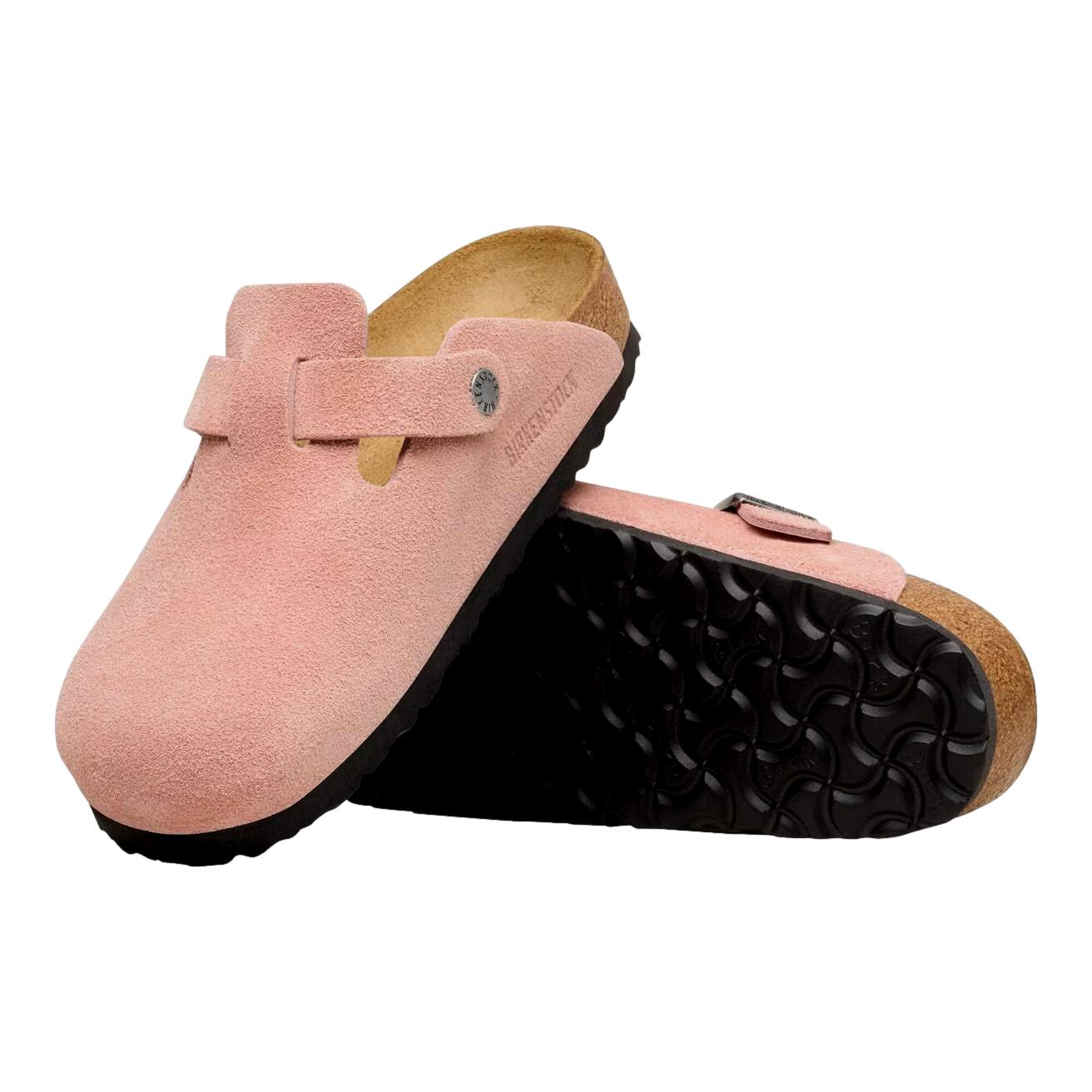 Birkenstock Boston suede smale rosa sko med lukket tå og komfortabel design, lyserosa farge og elegant utseende.